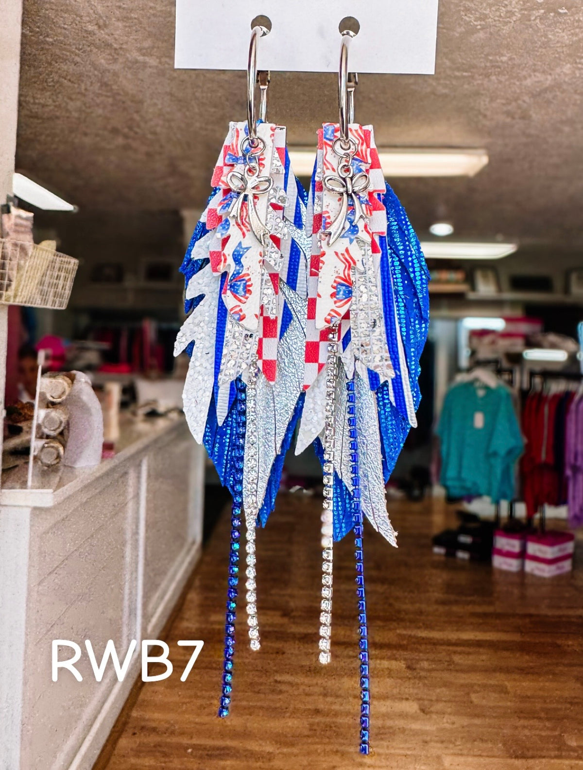 Jak Sprat Red, White & Bows Collection: Mini Mic Drop Dangles-Jewelry - Earrings-Dear Me Southern Boutique, located in DeRidder, Louisiana