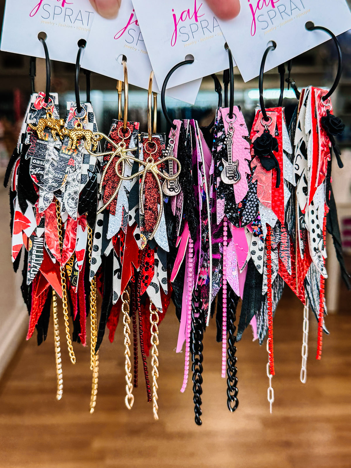 Jak Sprat Rocker Collection: Medium Mic Drop Dangles-Jewelry - Earrings-Dear Me Southern Boutique, located in DeRidder, Louisiana