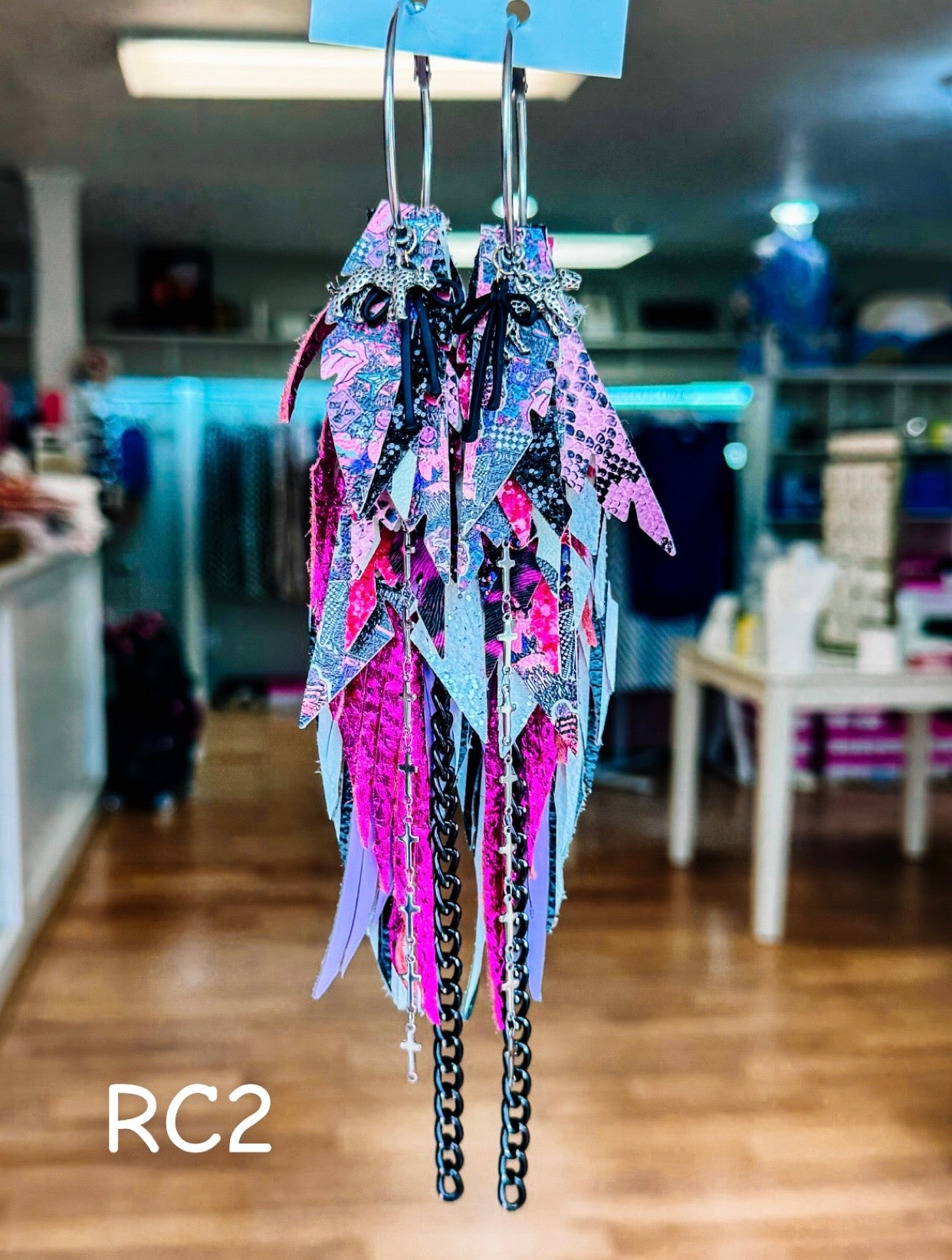 Jak Sprat Rocker Collection: Mega Mic Drop Dangles-Jewelry - Earrings-Dear Me Southern Boutique, located in DeRidder, Louisiana