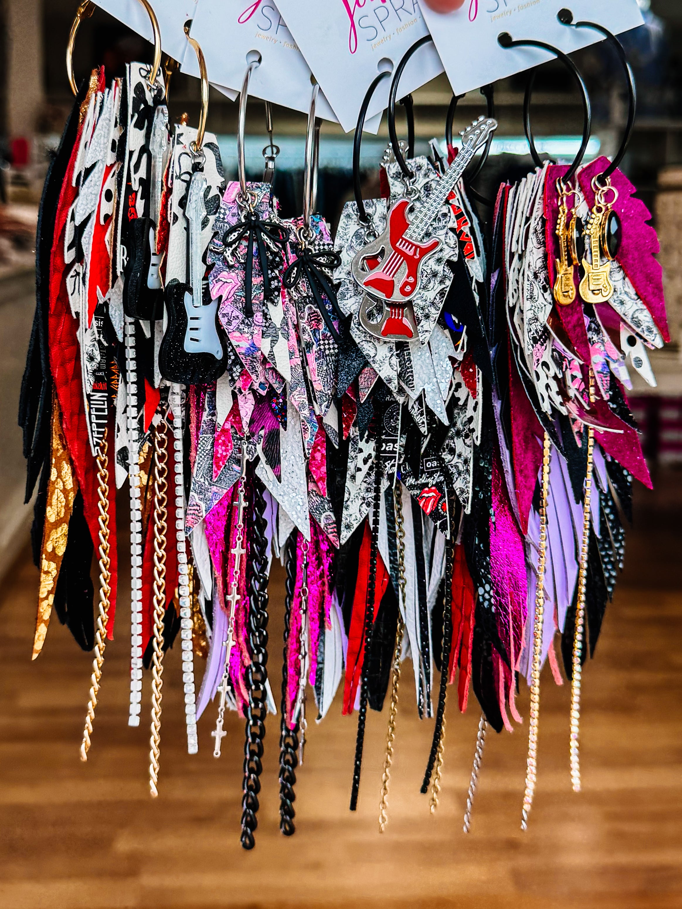 Jak Sprat Rocker Collection: Mega Mic Drop Dangles-Jewelry - Earrings-Dear Me Southern Boutique, located in DeRidder, Louisiana