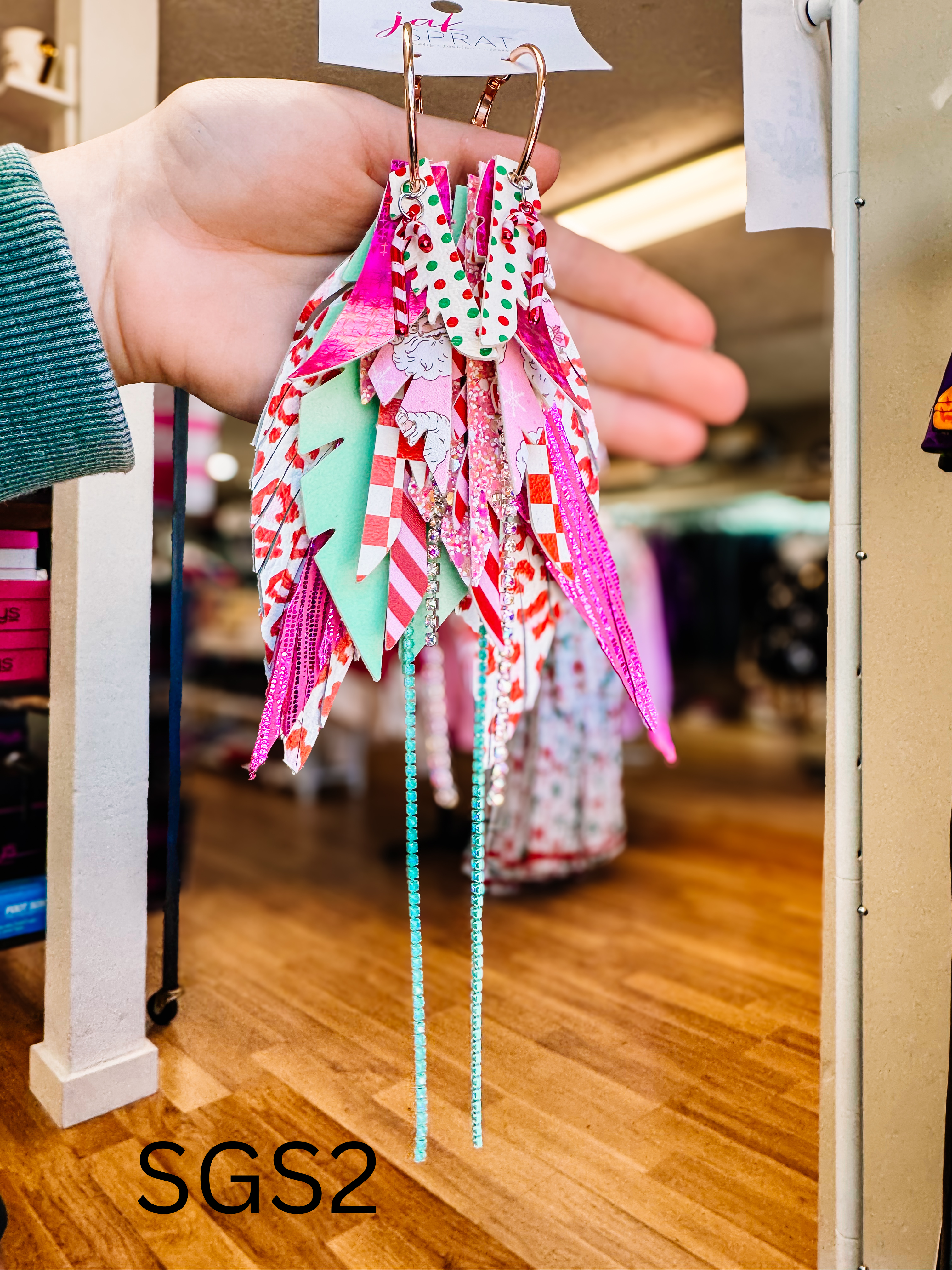 Jak Sprat Sleigh Girl Sleigh Collection: Medium Mic Drop Dangles-Earrings-Dear Me Southern Boutique, located in DeRidder, Louisiana