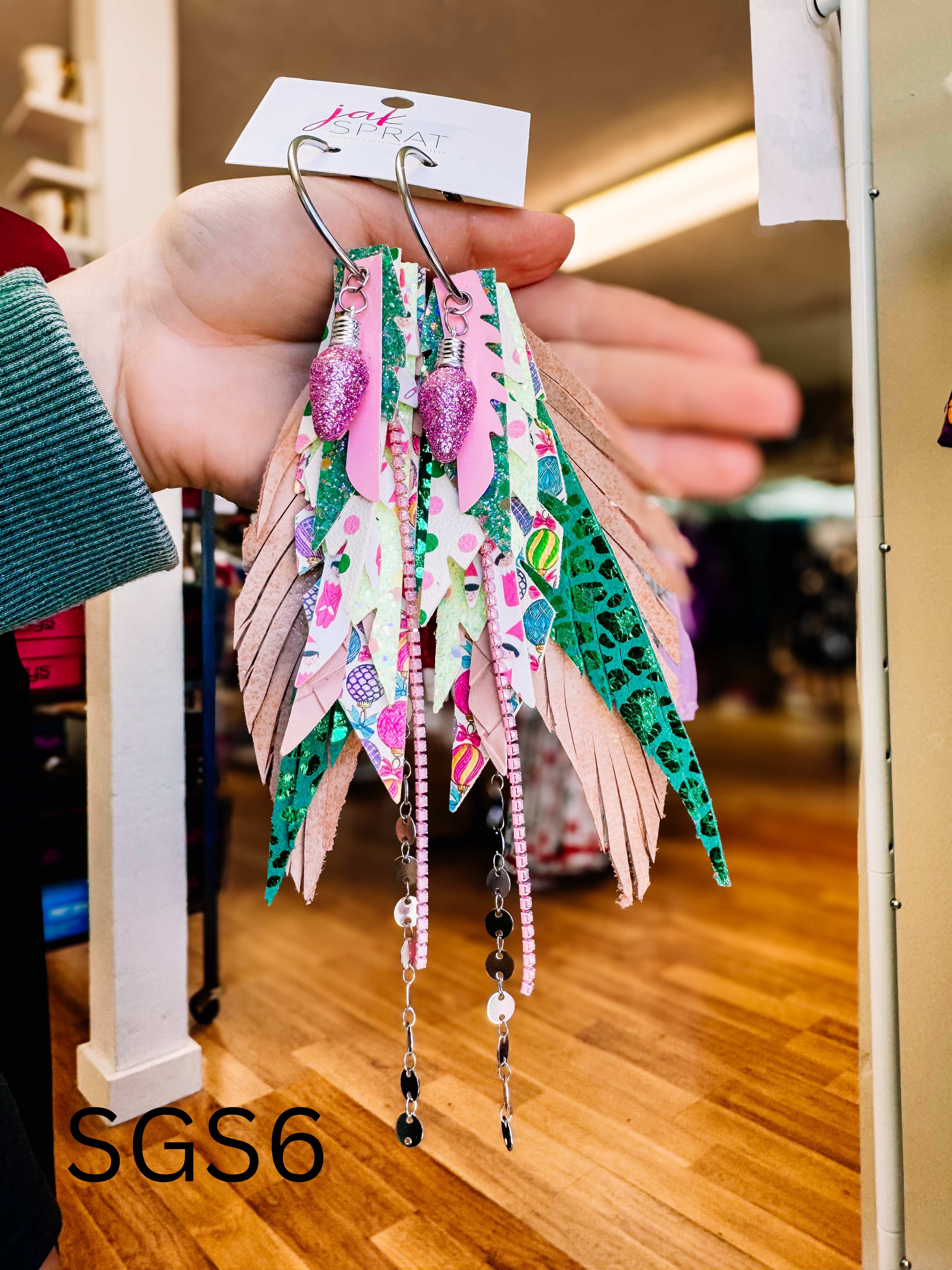 Jak Sprat Sleigh Girl Sleigh Collection: Medium Mic Drop Dangles-Earrings-Dear Me Southern Boutique, located in DeRidder, Louisiana