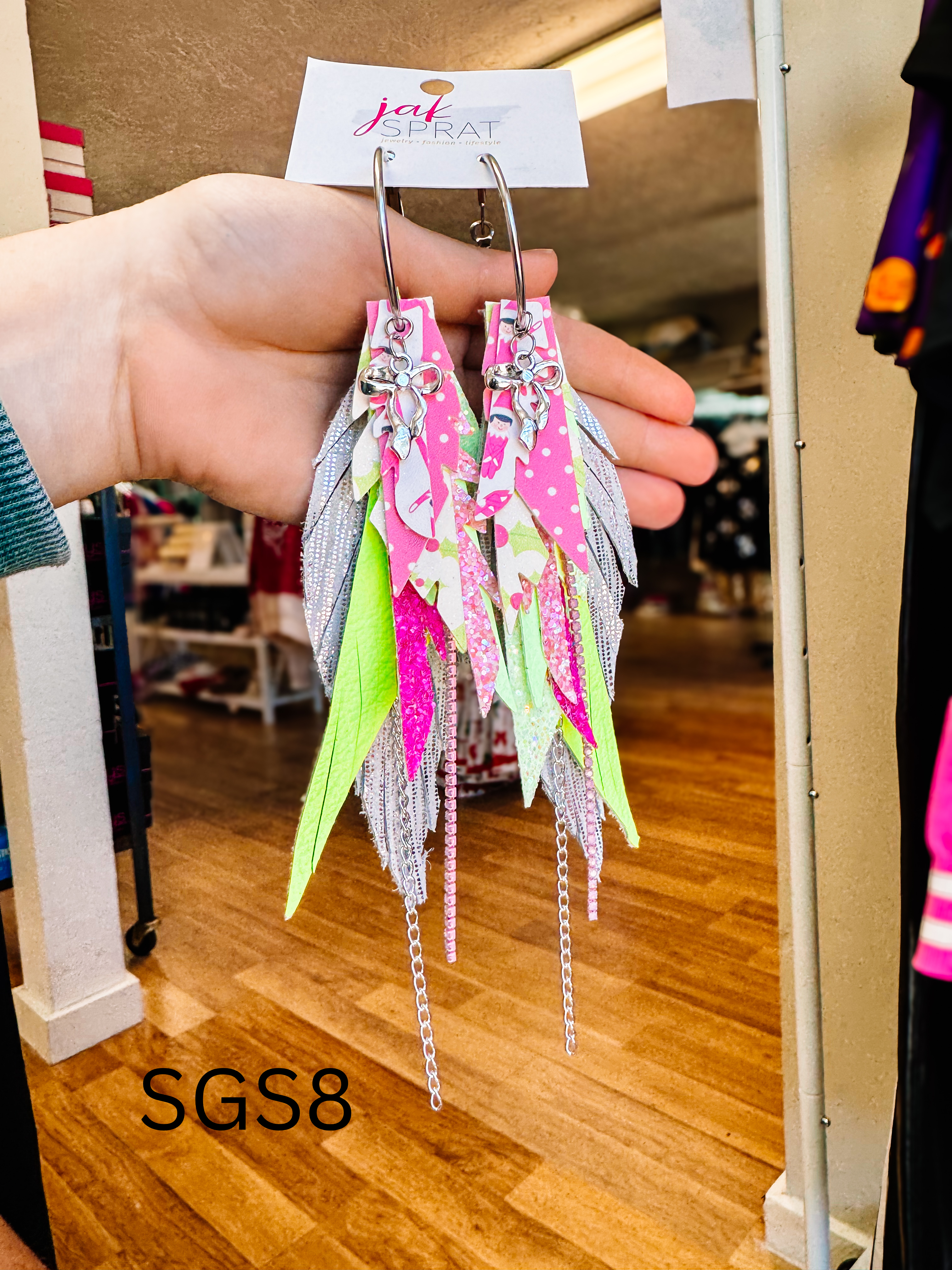 Jak Sprat Sleigh Girl Sleigh Collection: Medium Mic Drop Dangles-Earrings-Dear Me Southern Boutique, located in DeRidder, Louisiana
