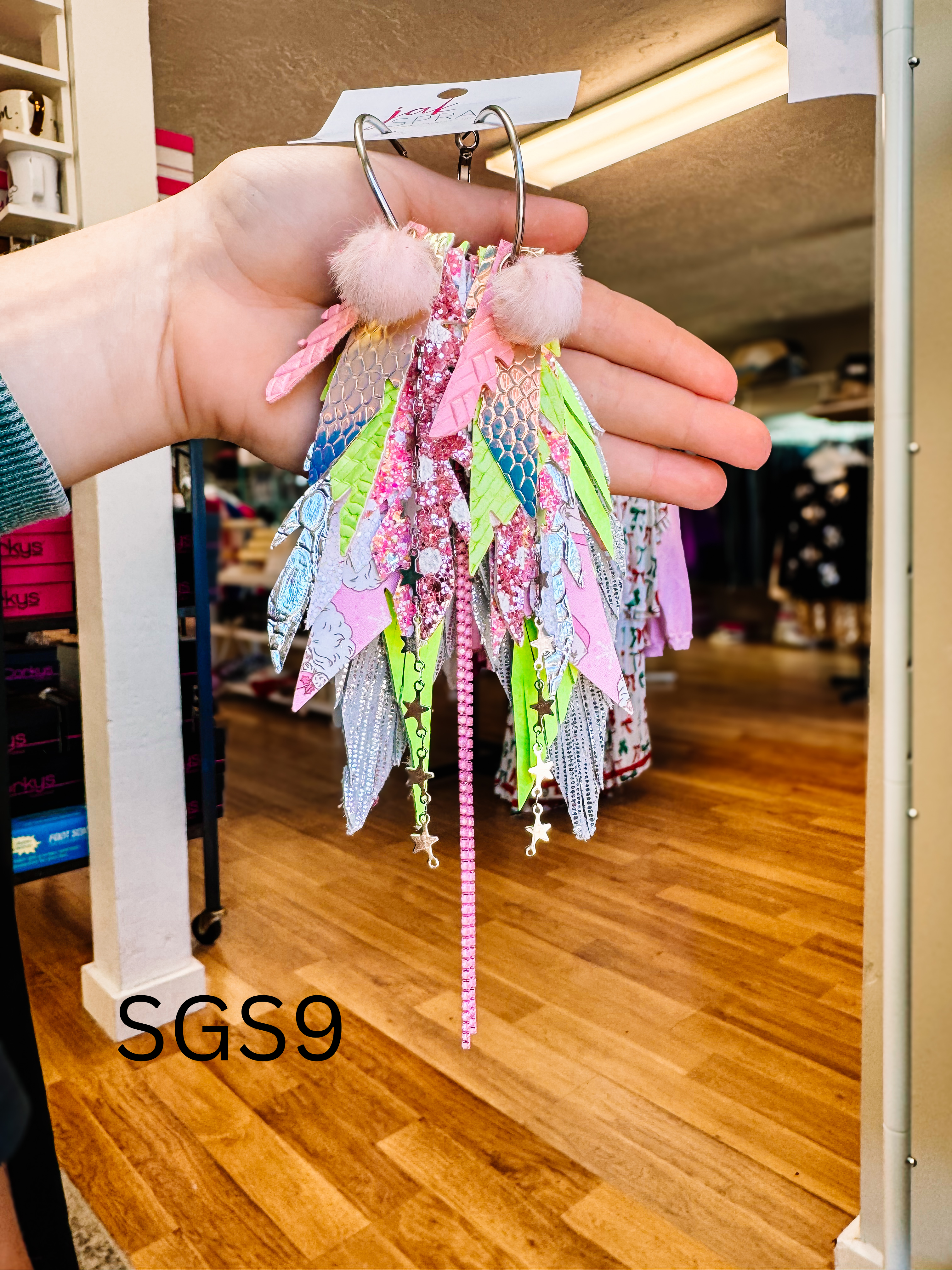 Jak Sprat Sleigh Girl Sleigh Collection: Medium Mic Drop Dangles-Earrings-Dear Me Southern Boutique, located in DeRidder, Louisiana