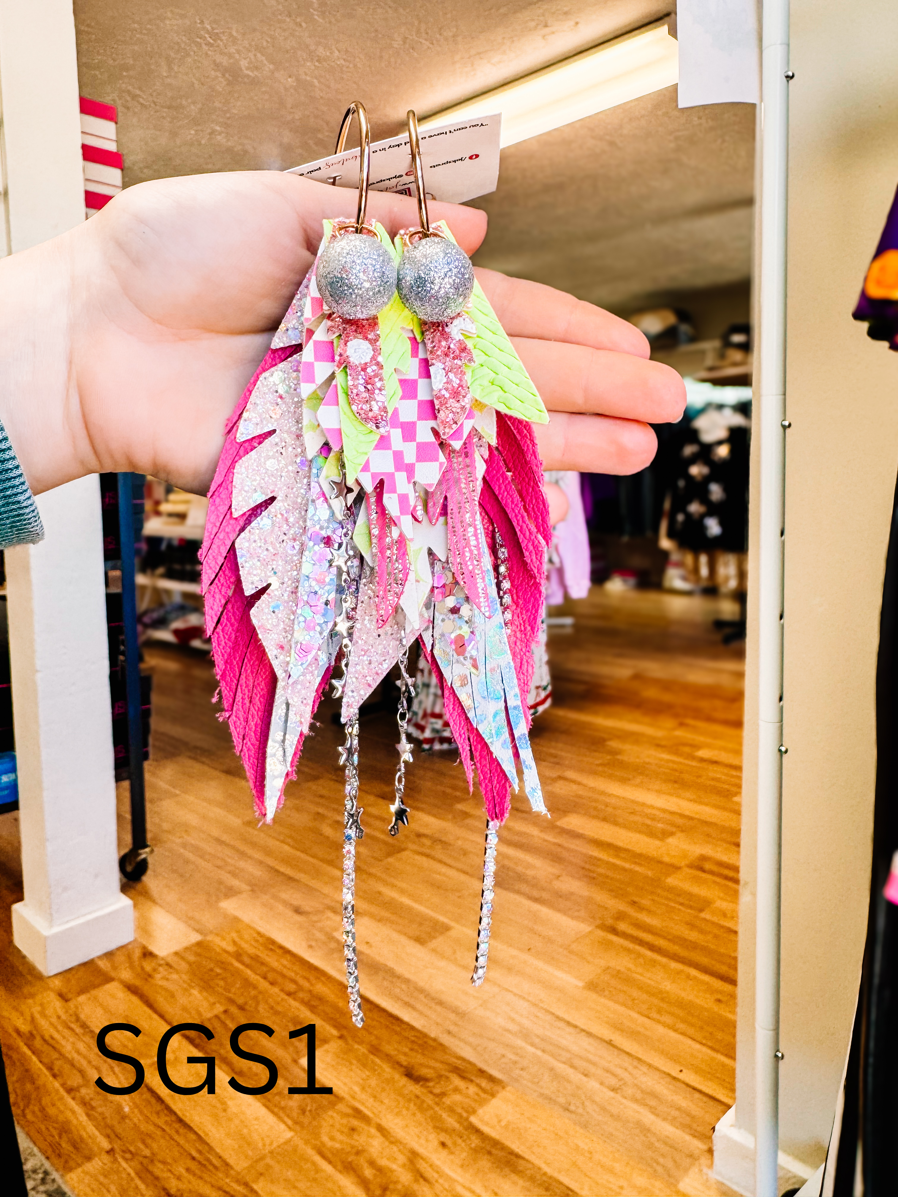 Jak Sprat Sleigh Girl Sleigh Collection: Medium Mic Drop Dangles-Earrings-Dear Me Southern Boutique, located in DeRidder, Louisiana