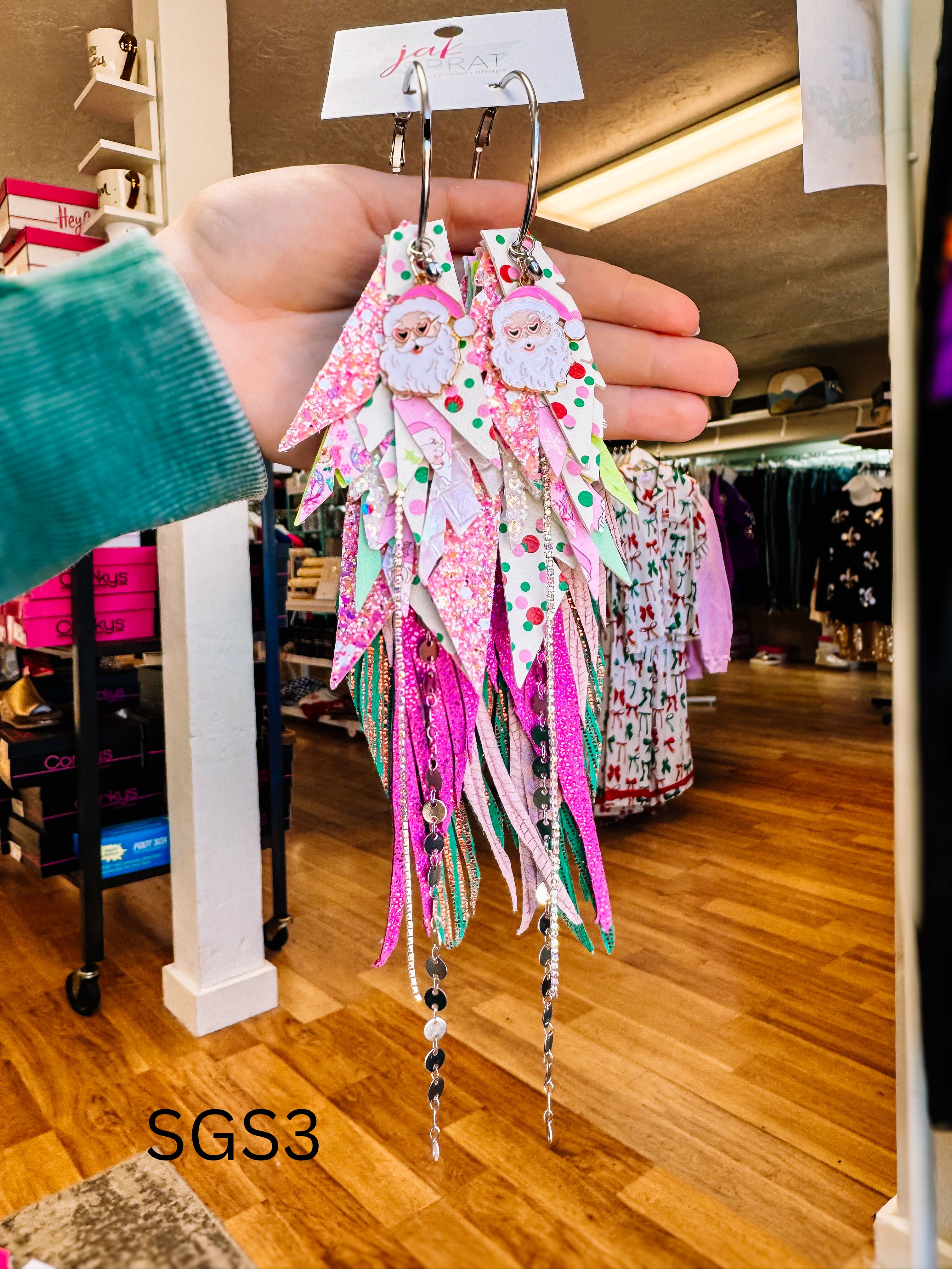 Jak Sprat Sleigh Girl Sleigh Collection: Mega Mic Drop Dangles-Earrings-Dear Me Southern Boutique, located in DeRidder, Louisiana