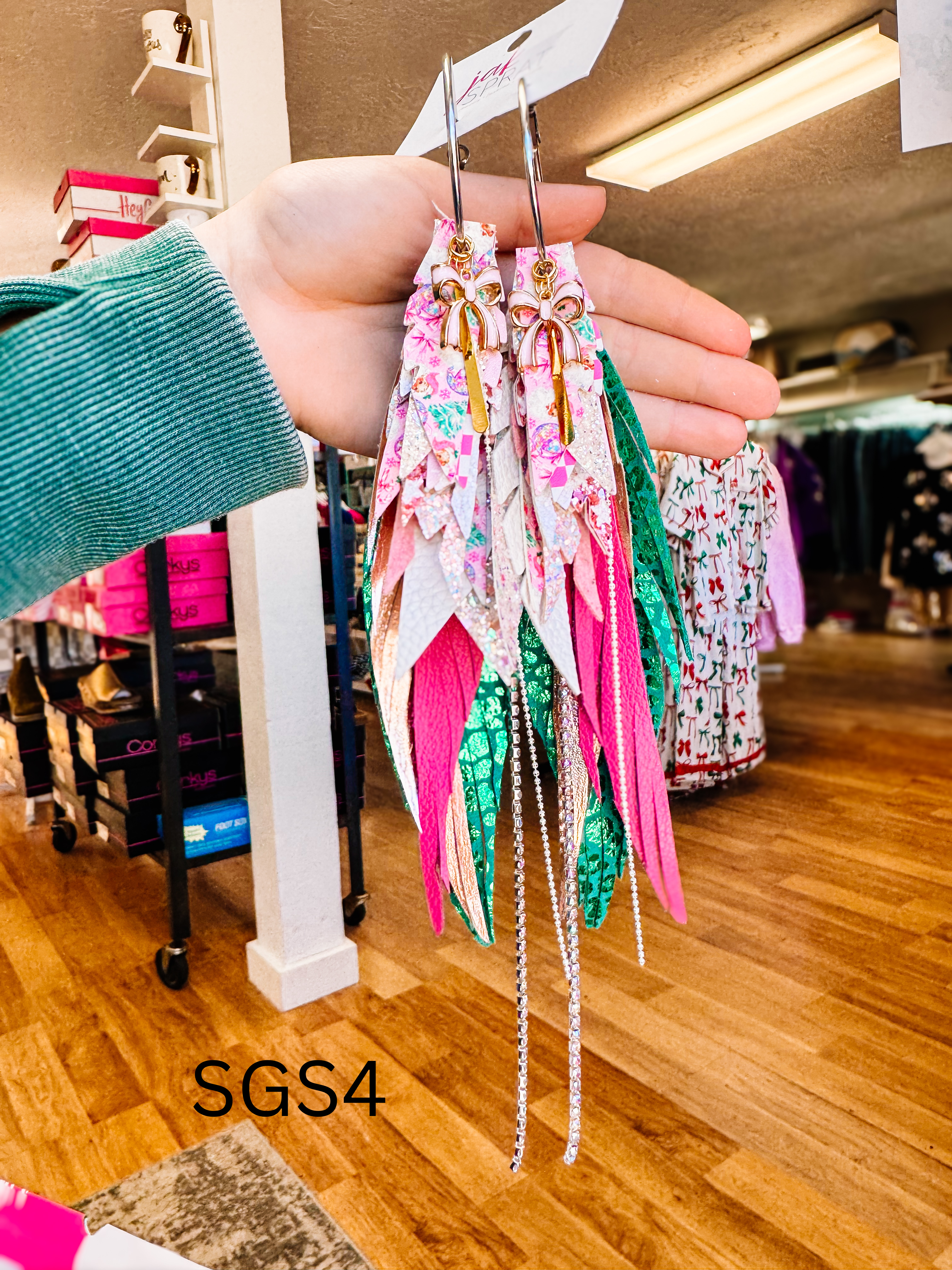 Jak Sprat Sleigh Girl Sleigh Collection: Mega Mic Drop Dangles-Earrings-Dear Me Southern Boutique, located in DeRidder, Louisiana