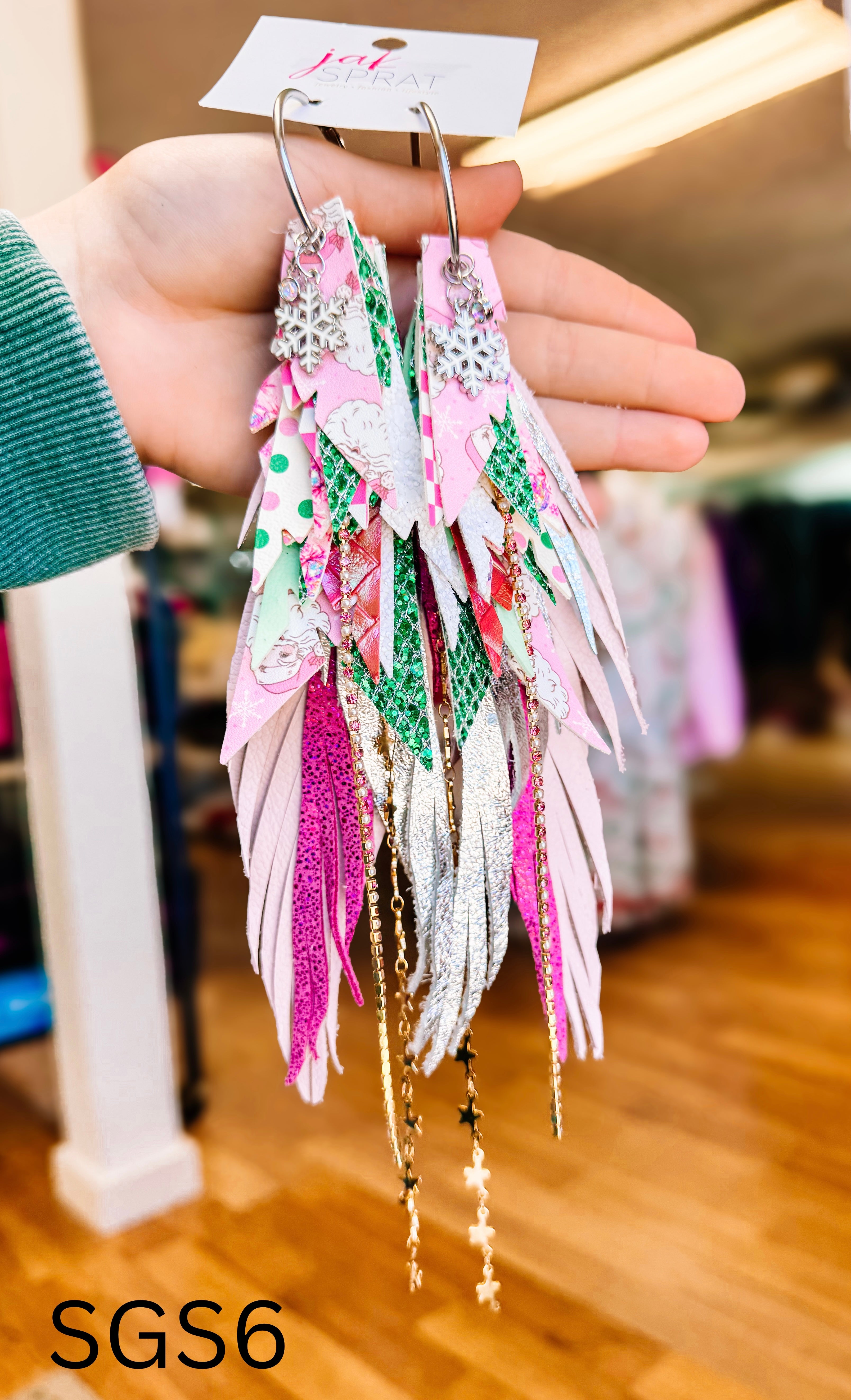 Jak Sprat Sleigh Girl Sleigh Collection: Mega Mic Drop Dangles-Earrings-Dear Me Southern Boutique, located in DeRidder, Louisiana