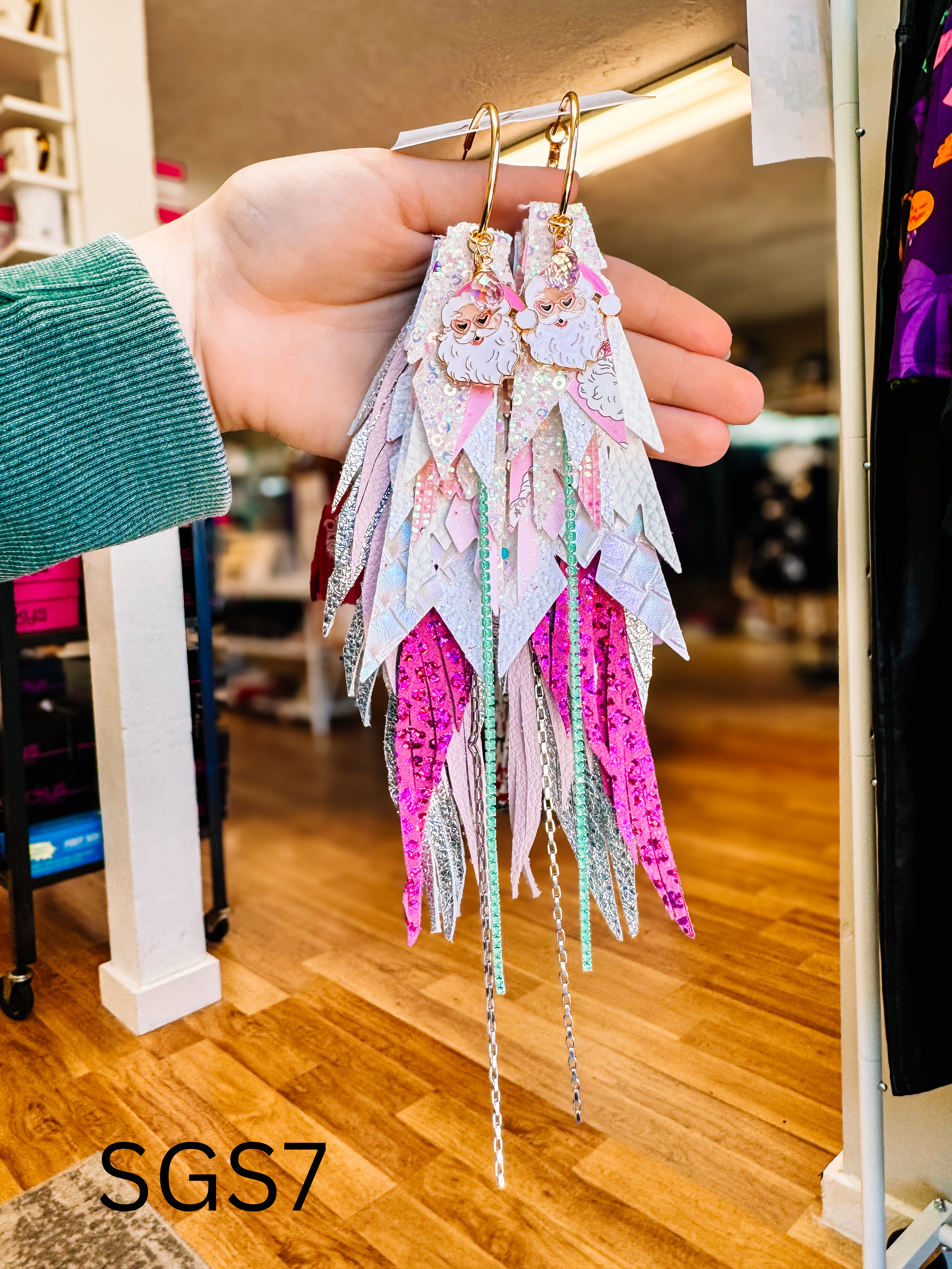 Jak Sprat Sleigh Girl Sleigh Collection: Mega Mic Drop Dangles-Earrings-Dear Me Southern Boutique, located in DeRidder, Louisiana