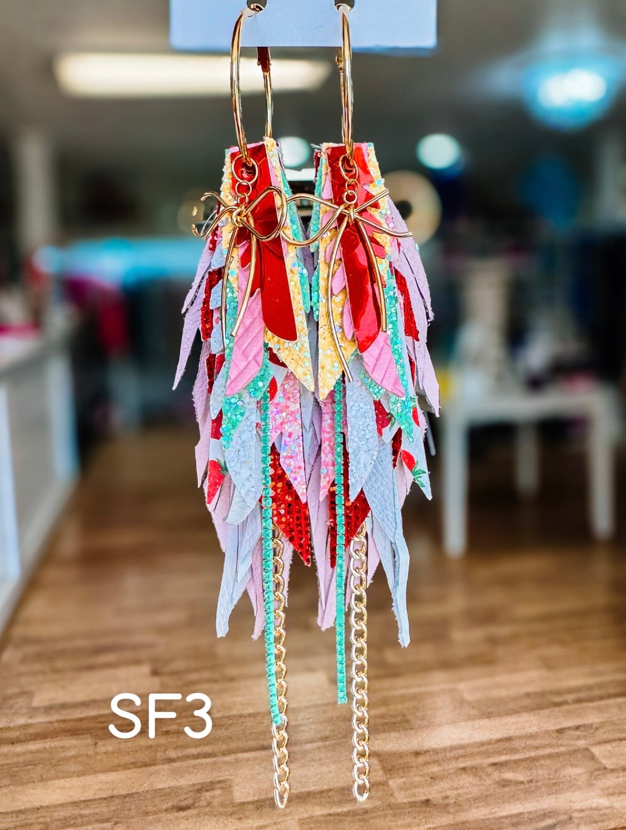 Jak Sprat Strawberry Fields Collection: Medium Mic Drop Dangles-Jewelry - Earrings-Dear Me Southern Boutique, located in DeRidder, Louisiana