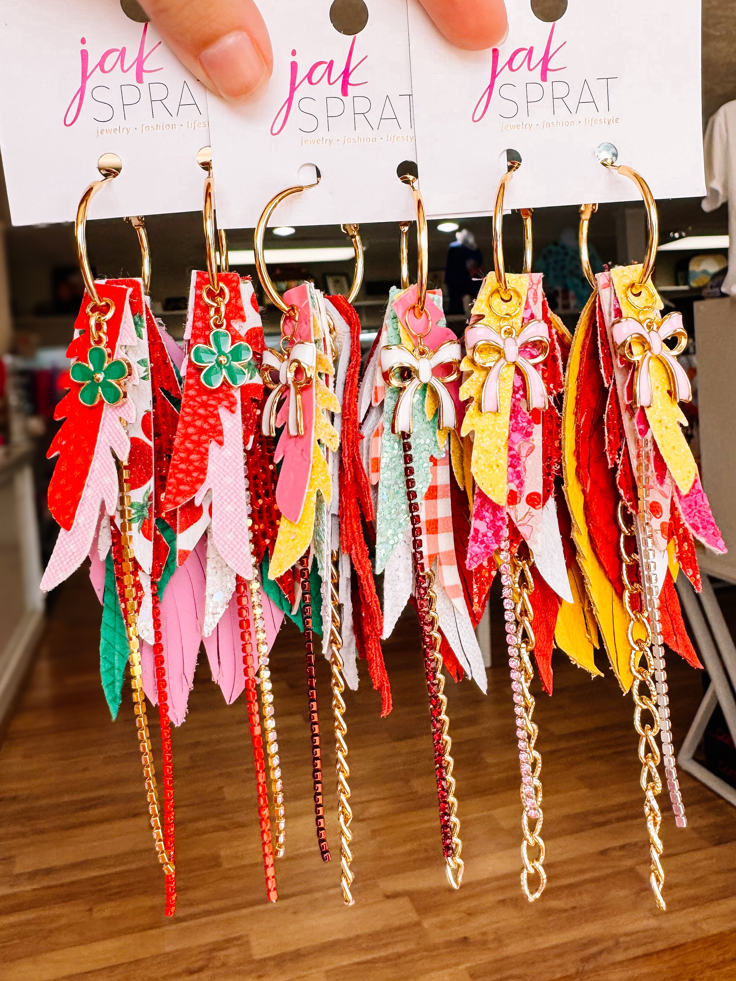 Jak Sprat Strawberry Fields Collection: Mini Mic Drop Dangles-Jewelry - Earrings-Dear Me Southern Boutique, located in DeRidder, Louisiana