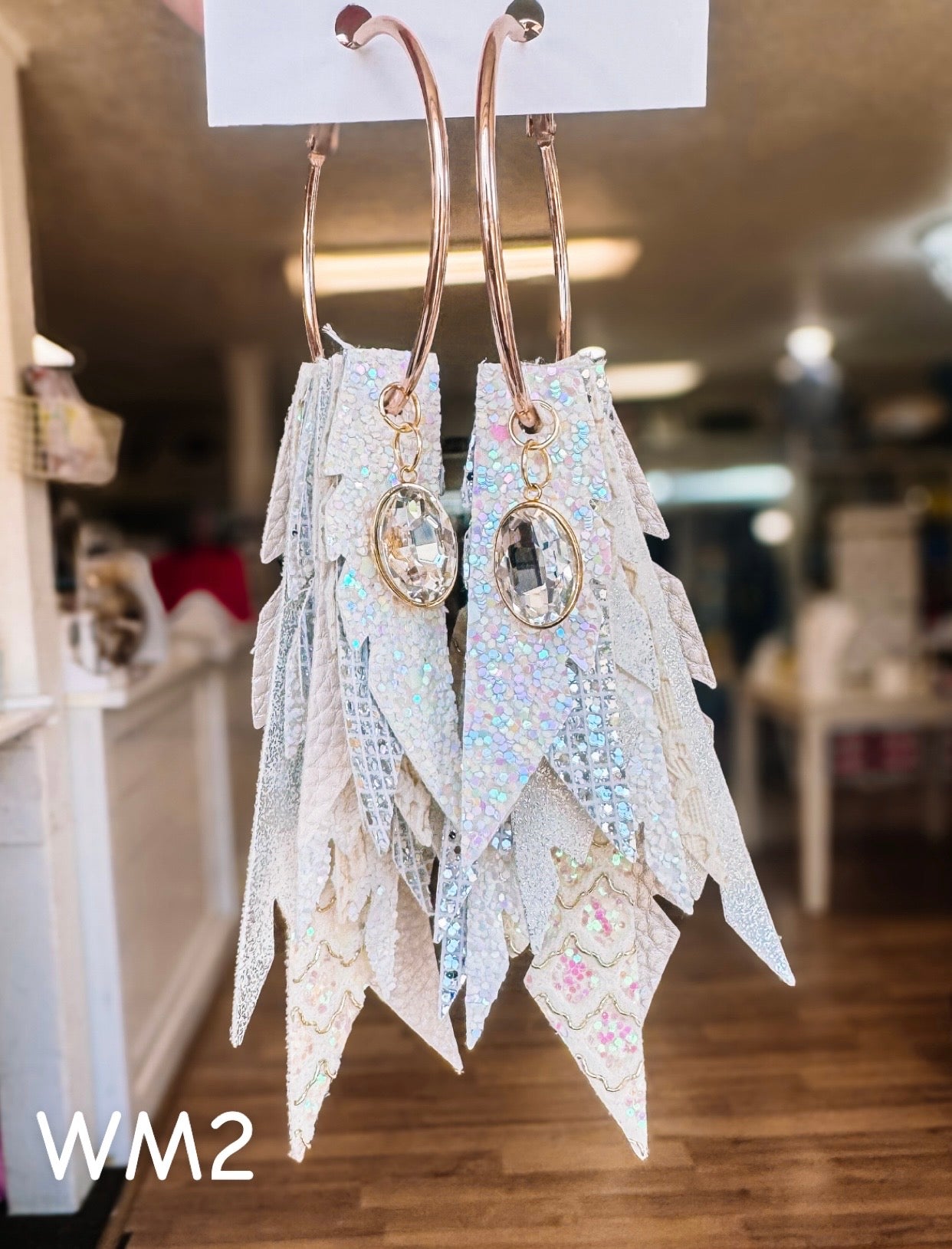 Jak Sprat White Monochromatic Collection: Charmed Fabulous Feather Dangles-Jewelry - Earrings-Dear Me Southern Boutique, located in DeRidder, Louisiana