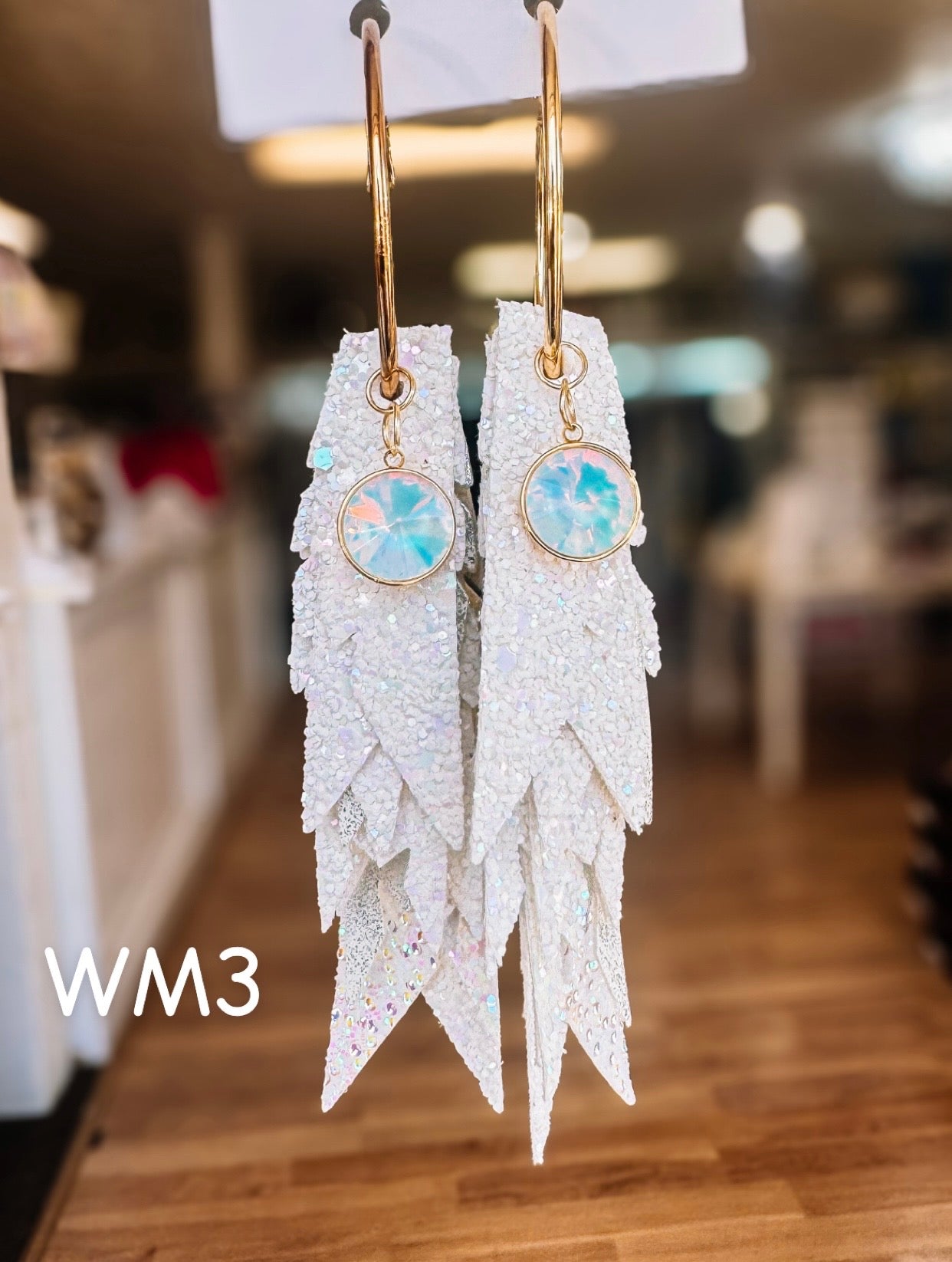 Jak Sprat White Monochromatic Collection: Charmed Fabulous Feather Dangles-Jewelry - Earrings-Dear Me Southern Boutique, located in DeRidder, Louisiana