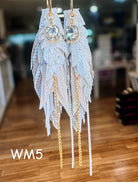 Jak Sprat White Monochromatic Collection: Medium Mic Drop Dangles-Earrings-Dear Me Southern Boutique, located in DeRidder, Louisiana