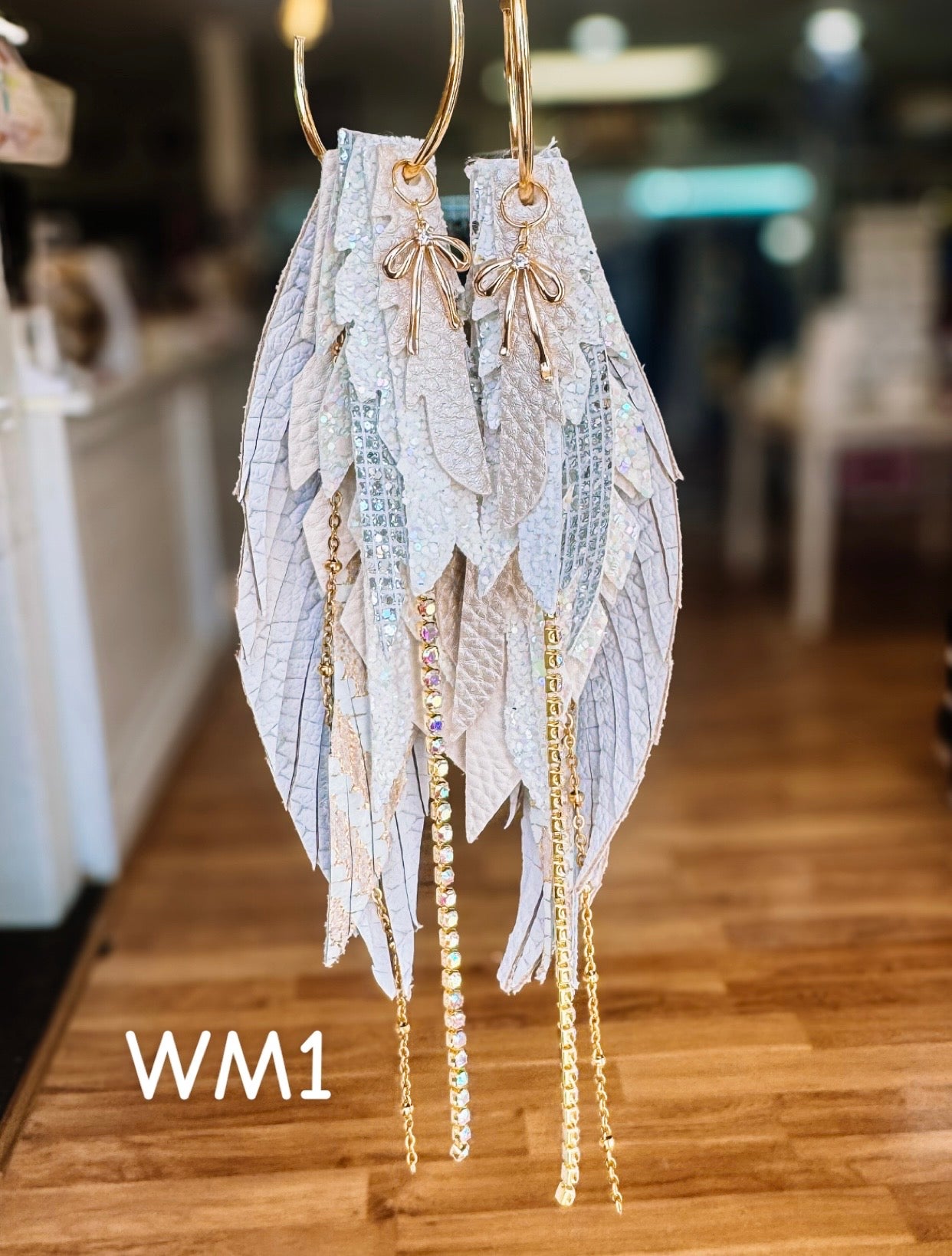 Jak Sprat White Monochromatic Collection: Medium Mic Drop Dangles-Jewelry - Earrings-Dear Me Southern Boutique, located in DeRidder, Louisiana