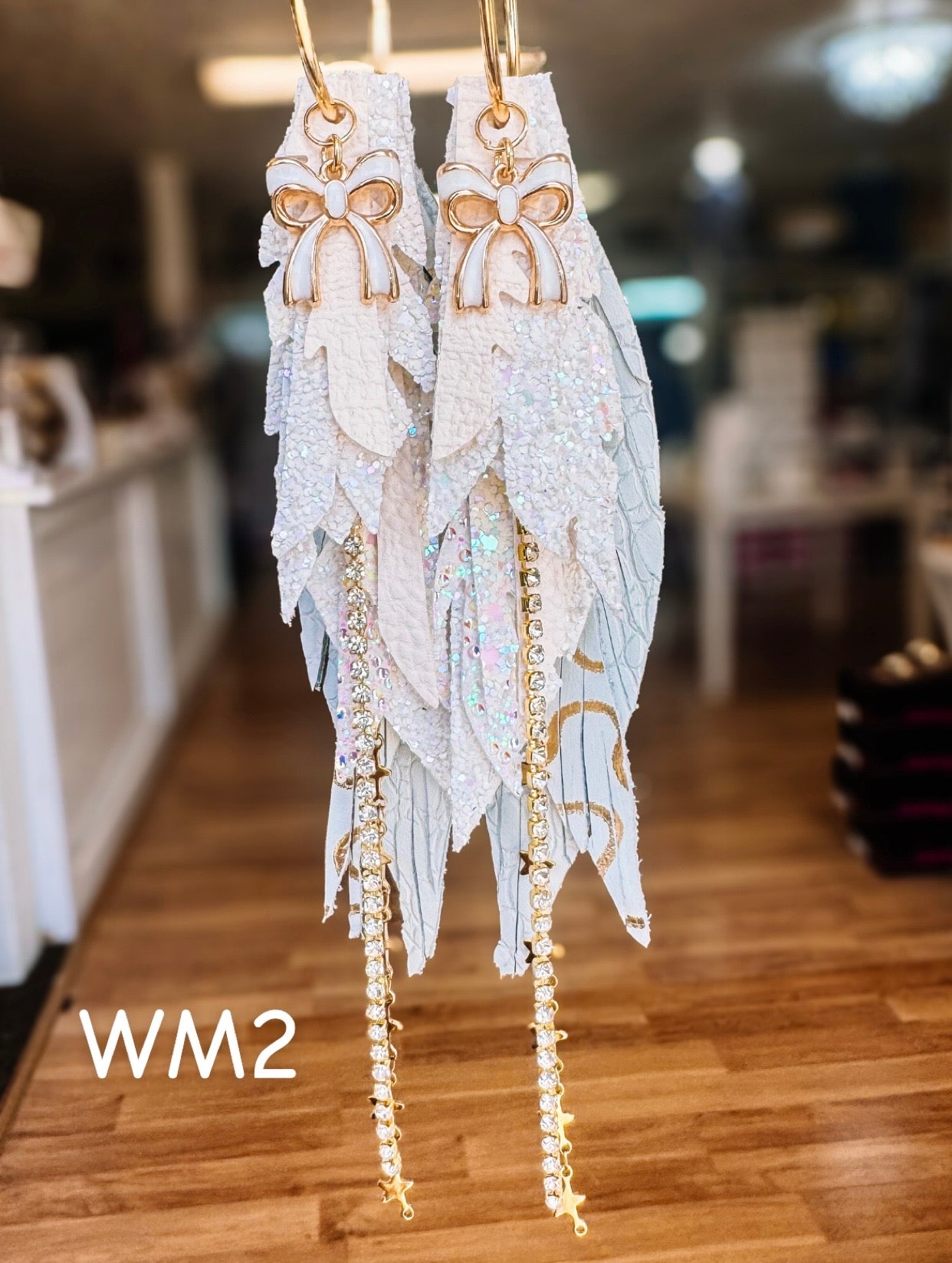 Jak Sprat White Monochromatic Collection: Medium Mic Drop Dangles-Jewelry - Earrings-Dear Me Southern Boutique, located in DeRidder, Louisiana