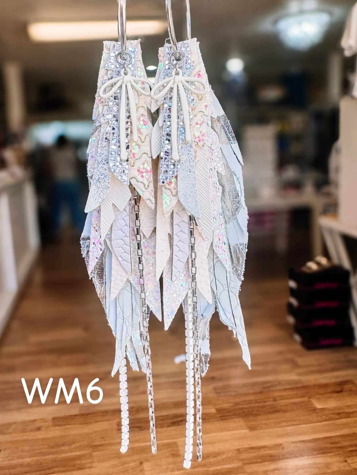 Jak Sprat White Monochromatic Collection: Medium Mic Drop Dangles-Jewelry - Earrings-Dear Me Southern Boutique, located in DeRidder, Louisiana