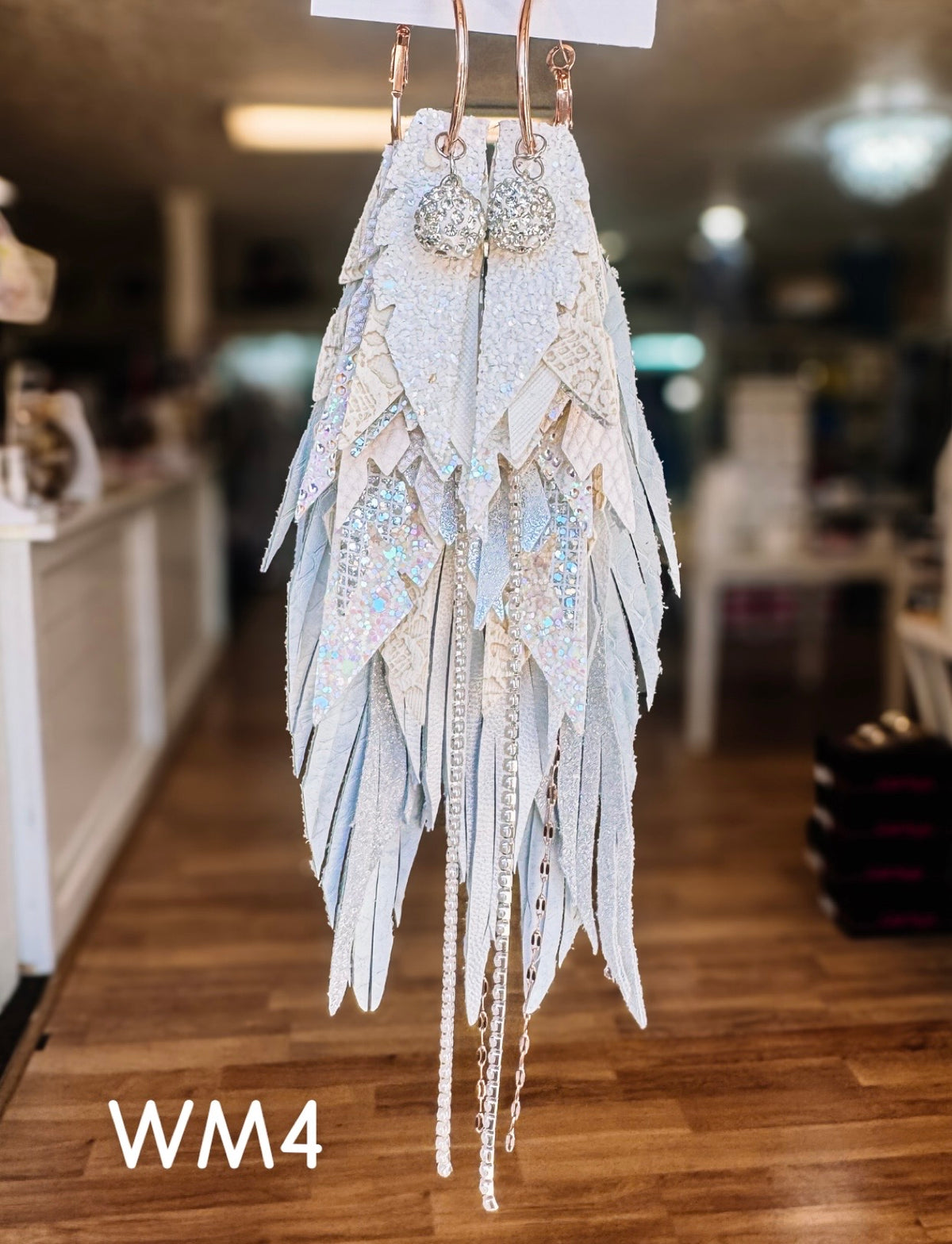 Jak Sprat White Monochromatic Collection: Mega Mic Drop Dangles-Jewelry - Earrings-Dear Me Southern Boutique, located in DeRidder, Louisiana