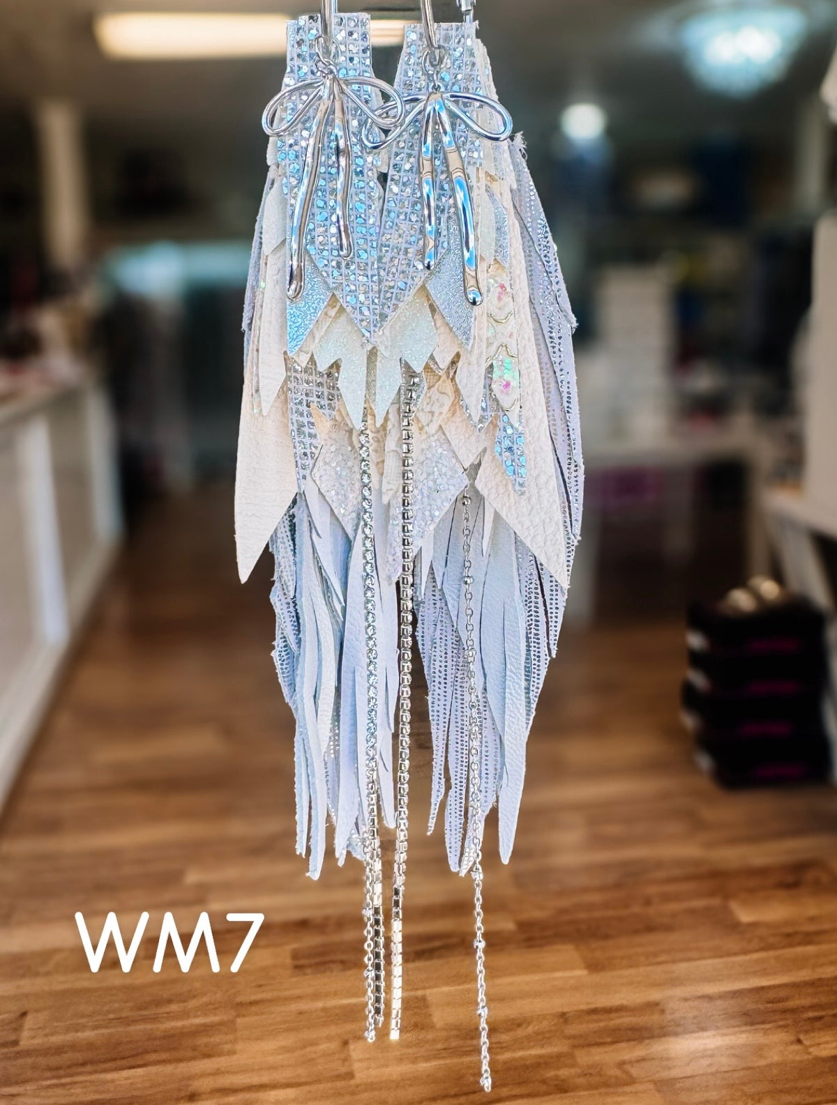 Jak Sprat White Monochromatic Collection: Mega Mic Drop Dangles-Jewelry - Earrings-Dear Me Southern Boutique, located in DeRidder, Louisiana