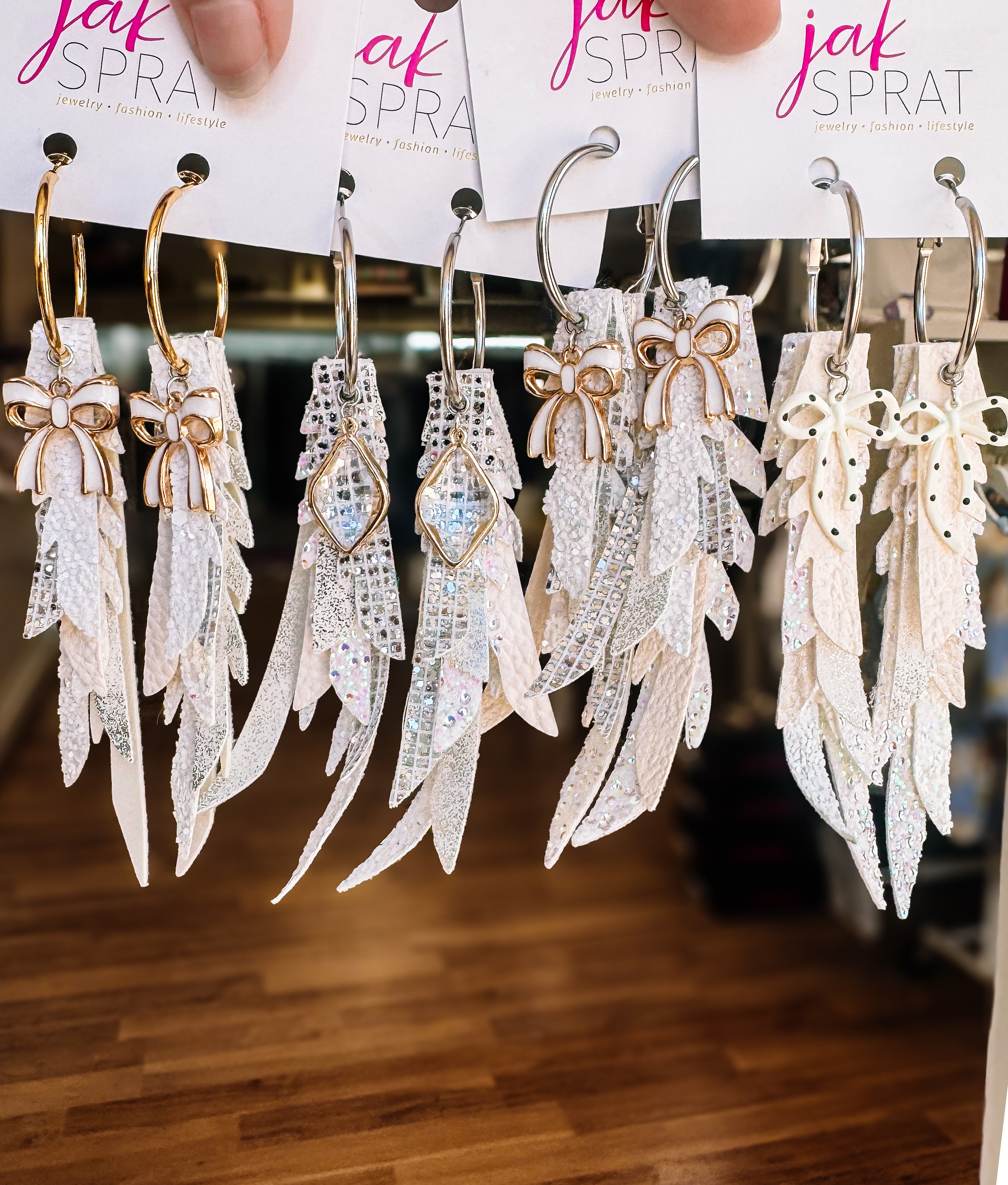 Jak Sprat White Monochromatic Collection: Thinny Thini Minis-Earrings-Dear Me Southern Boutique, located in DeRidder, Louisiana