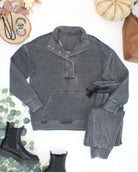 Jesse Vintage Wash Snap Pullover - Black-Presales-Dear Me Southern Boutique, located in DeRidder, Louisiana