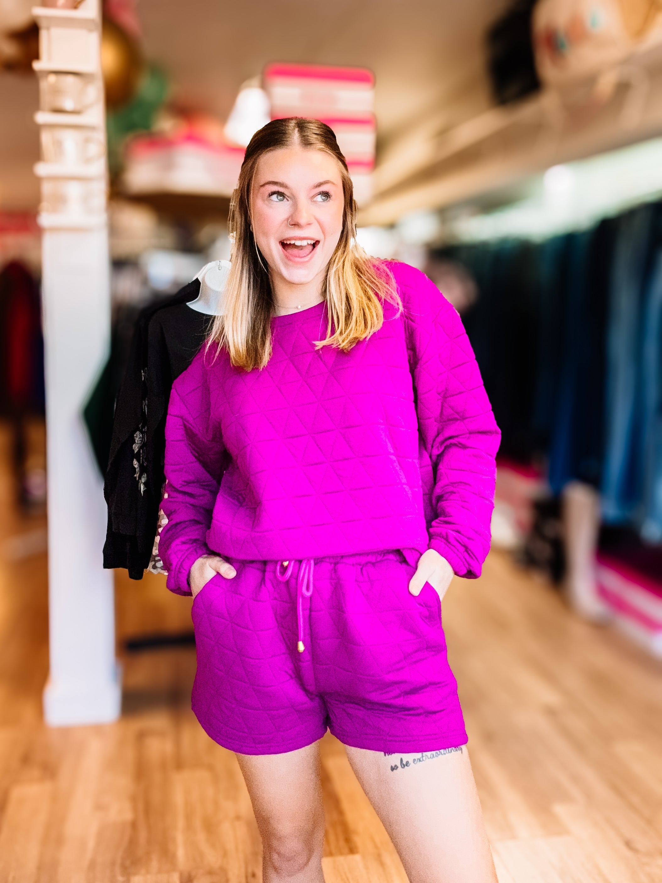 Jolie Quilted Set - Plum-Loungewear-Dear Me Southern Boutique, located in DeRidder, Louisiana