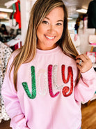 Jolly Sequin Sweatshirt-Sweaters-Dear Me Southern Boutique, located in DeRidder, Louisiana