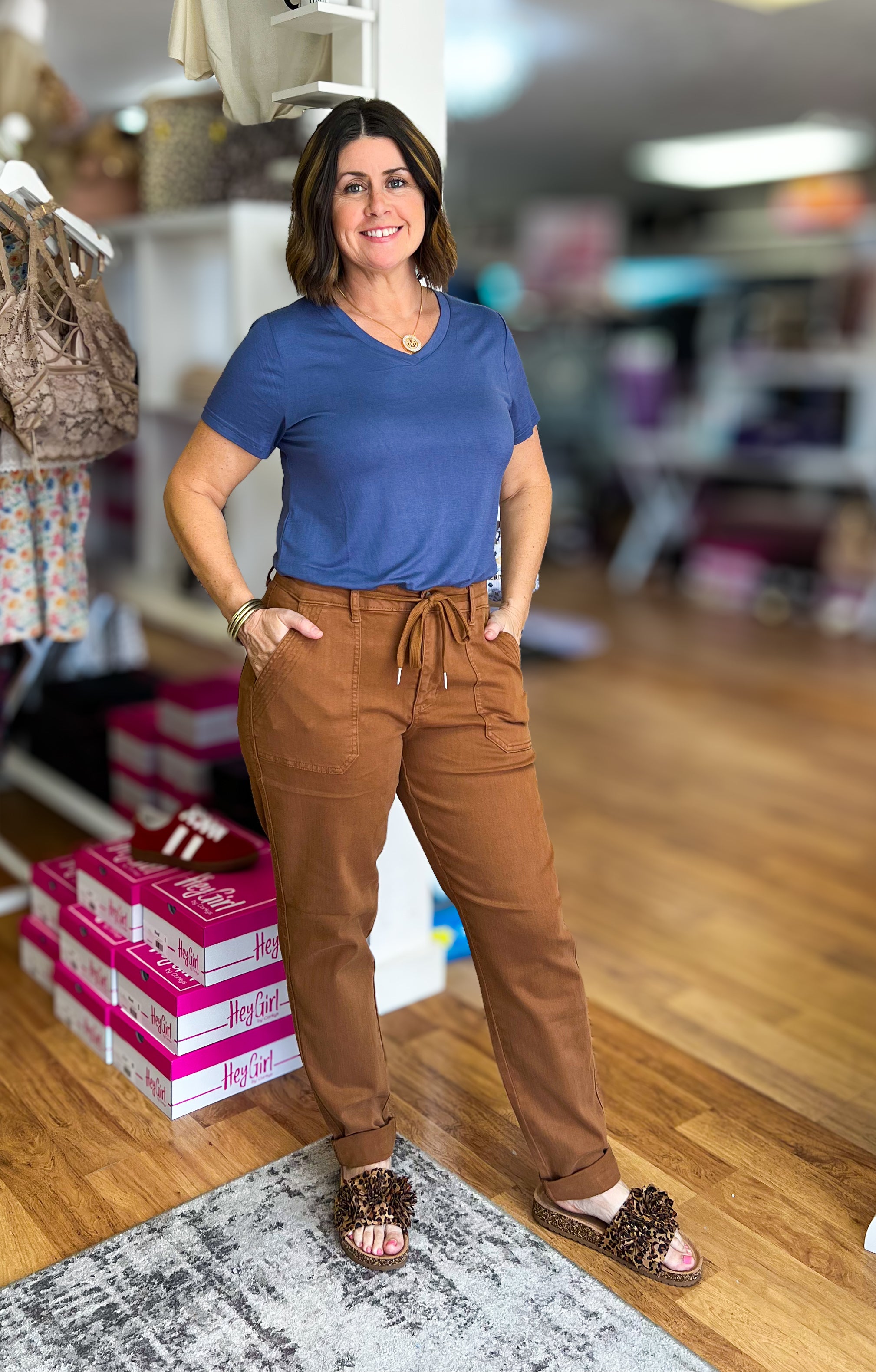 Judy Blue Cuffed Jogger- Camel-Joggers-Dear Me Southern Boutique, located in DeRidder, Louisiana