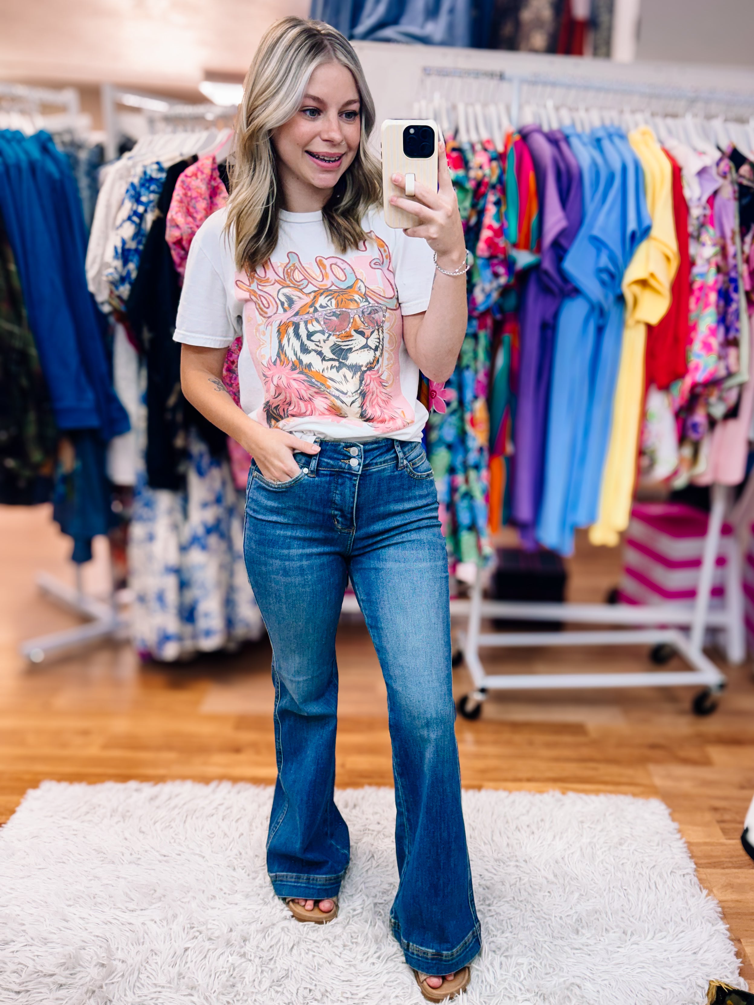 Judy Blue The Double Take Petite Flares-Jeans-Dear Me Southern Boutique, located in DeRidder, Louisiana