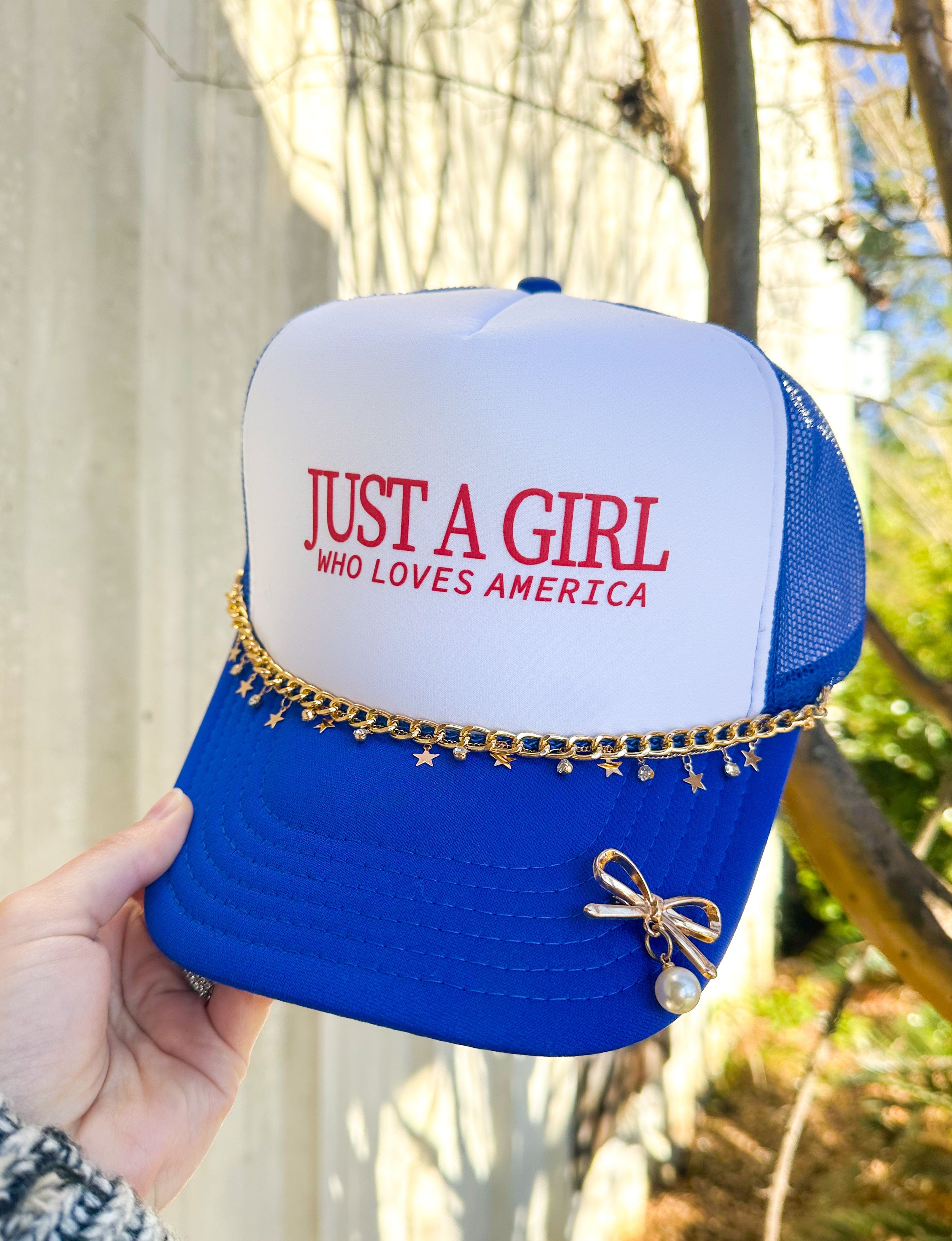 Just A Girl America Hat SET-hat-Dear Me Southern Boutique, located in DeRidder, Louisiana