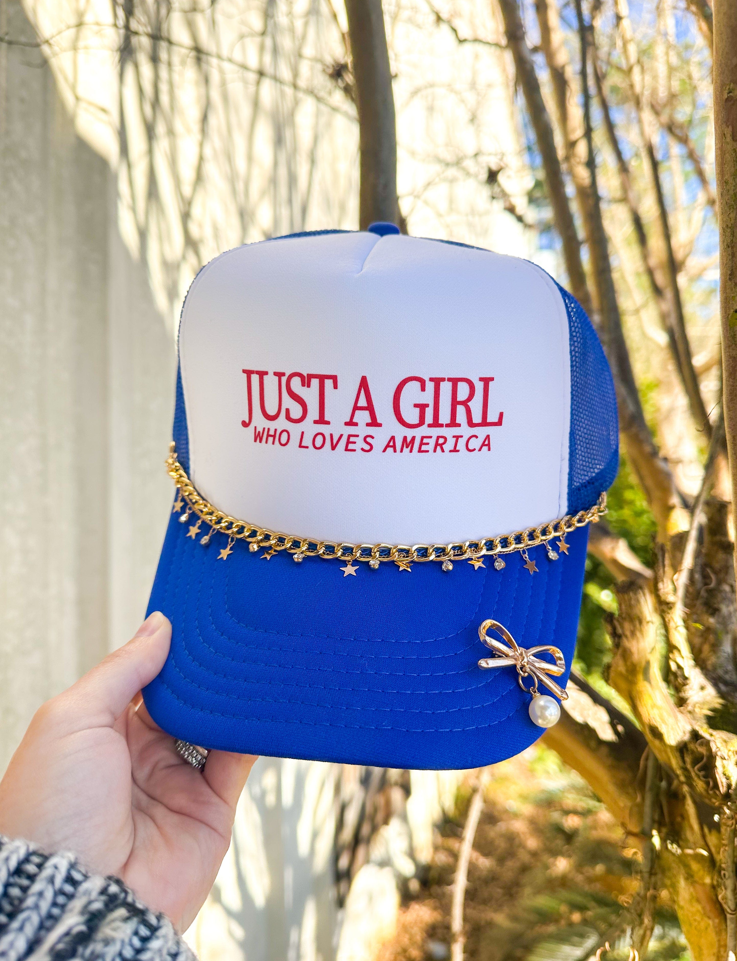 Just A Girl America Hat SET-hat-Dear Me Southern Boutique, located in DeRidder, Louisiana