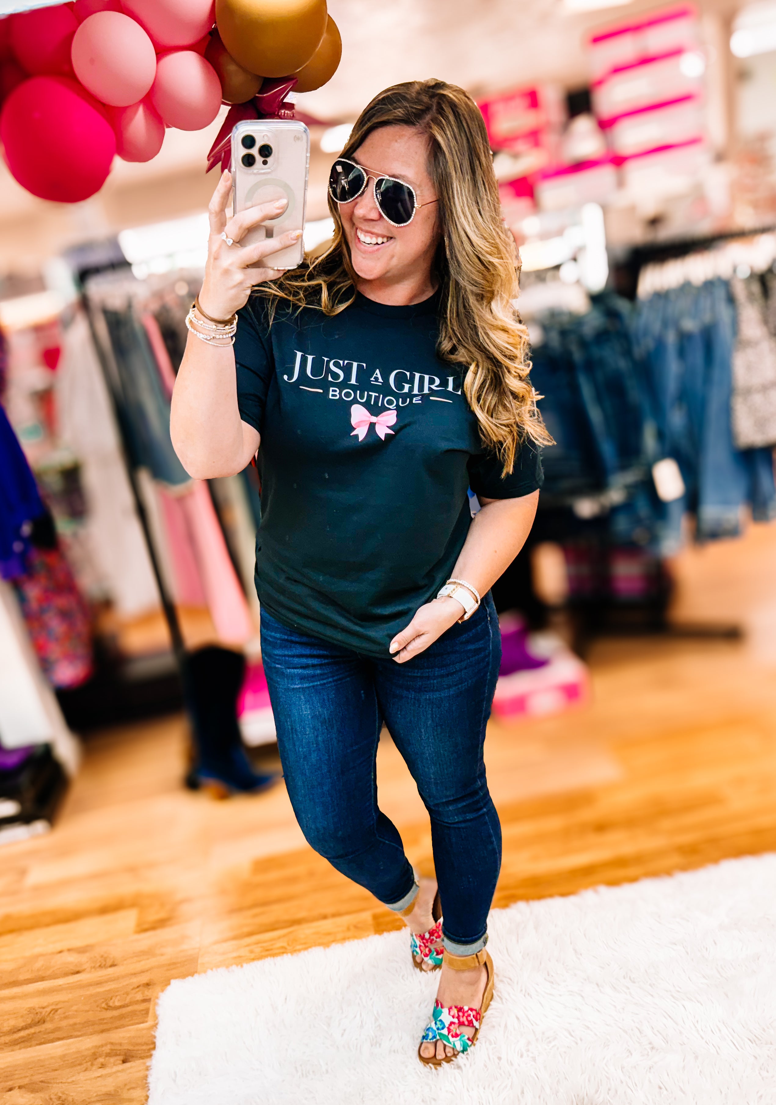 Just A Girl - Merch Tee-JAG Graphic Tops-Dear Me Southern Boutique, located in DeRidder, Louisiana