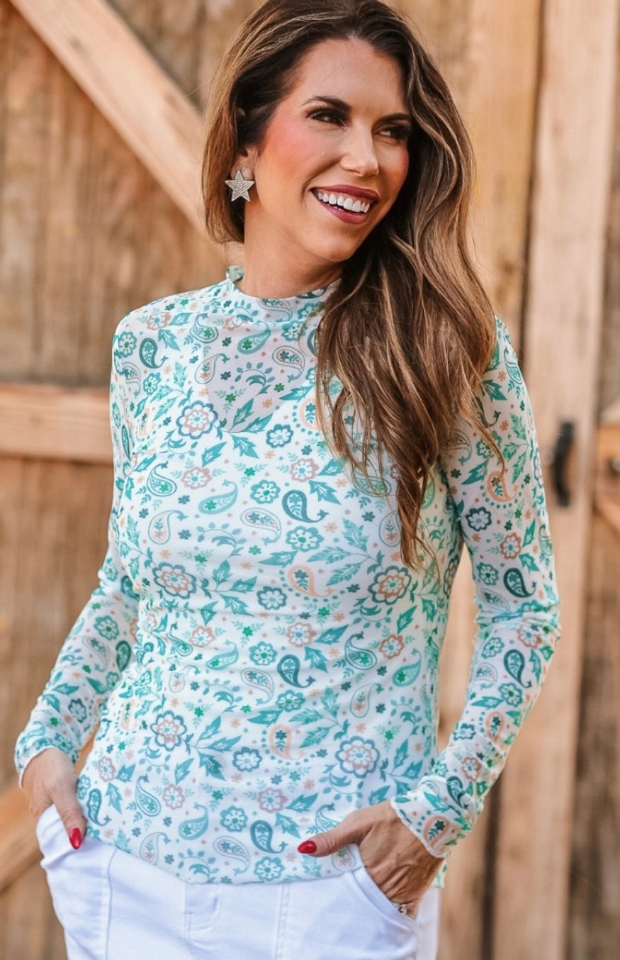 Kate Mesh Top - Western Paisley-Dear Me Southern Boutique, located in DeRidder, Louisiana