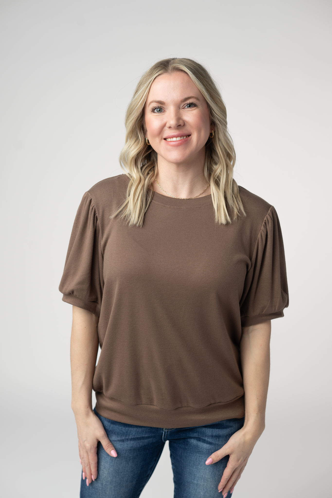 Katie Cozy Top - Mocha-Tops-Dear Me Southern Boutique, located in DeRidder, Louisiana