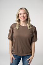 Katie Cozy Top - Mocha-Tops-Dear Me Southern Boutique, located in DeRidder, Louisiana