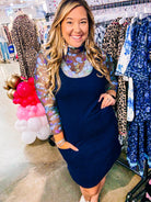 Keigan Mesh Top - Blue Floral-Dear Me Southern Boutique, located in DeRidder, Louisiana