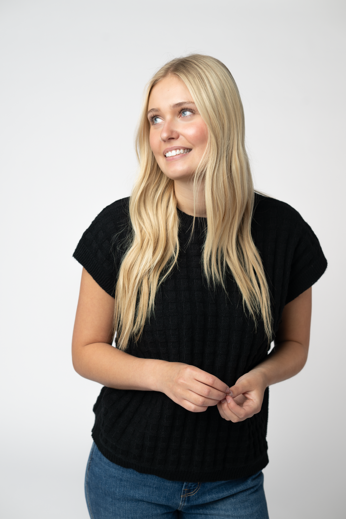 Kelly Knitted Top - Black-Tops-Dear Me Southern Boutique, located in DeRidder, Louisiana
