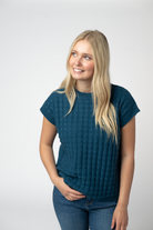 Kelly Knitted Top - Teal-Tops-Dear Me Southern Boutique, located in DeRidder, Louisiana