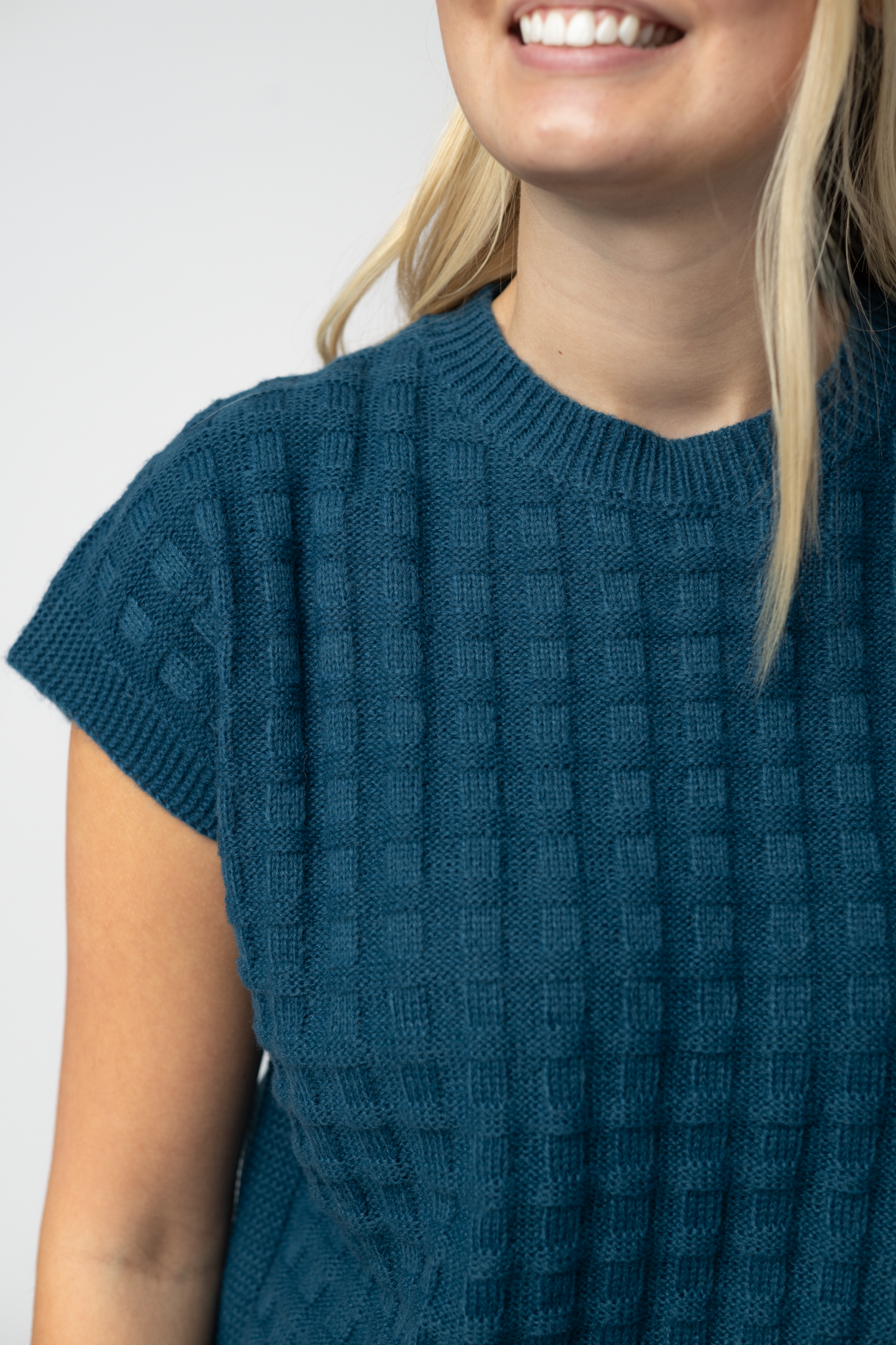 Kelly Knitted Top - Teal-Tops-Dear Me Southern Boutique, located in DeRidder, Louisiana