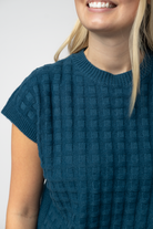 Kelly Knitted Top - Teal-Tops-Dear Me Southern Boutique, located in DeRidder, Louisiana