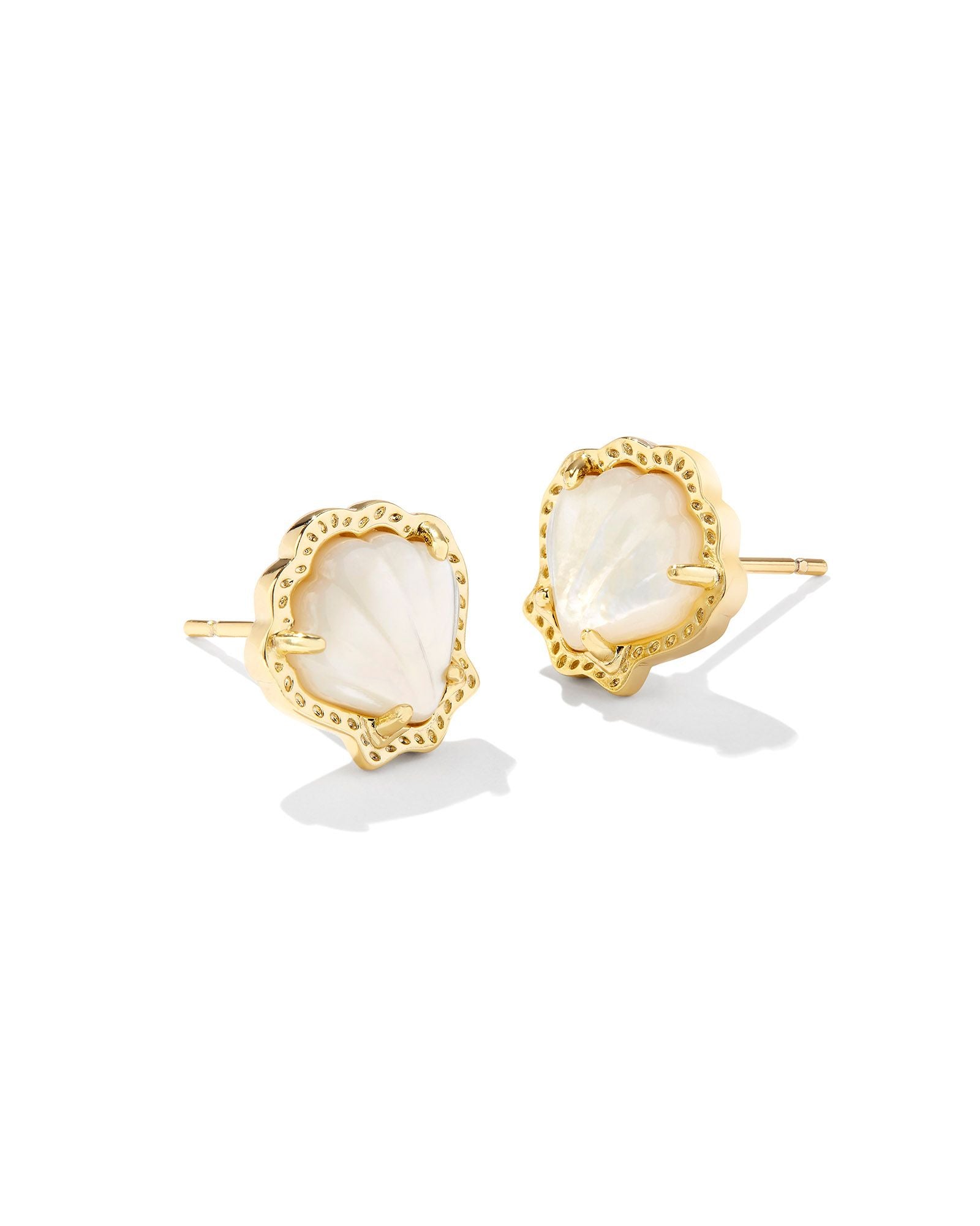 Kenda Scott BRYNNE SHELL STUD EARRINGS GOLD IVORY MOTHER OF PEARL-Jewelry-Dear Me Southern Boutique, located in DeRidder, Louisiana