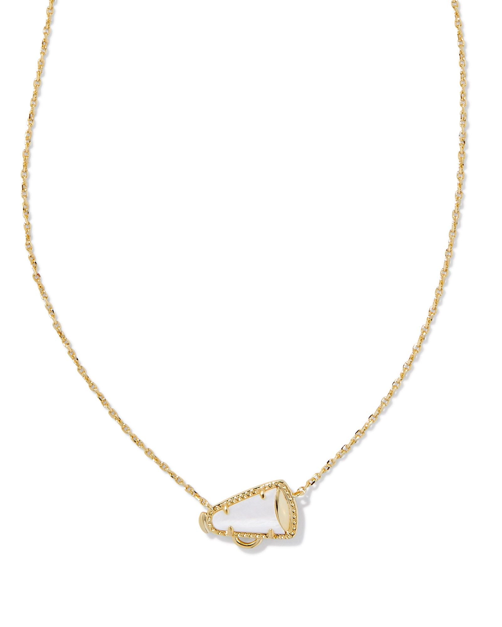 Kenda Scott CHEER SHORT PENDANT NECKLACE GOLD WHITE MOTHER OF PEARL-Game Day-Dear Me Southern Boutique, located in DeRidder, Louisiana