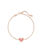 Kendra Scott ARI HEART DELICATE CHAIN BRACELET ROSE GOLD PINK DRUSY-Jewelry-Dear Me Southern Boutique, located in DeRidder, Louisiana