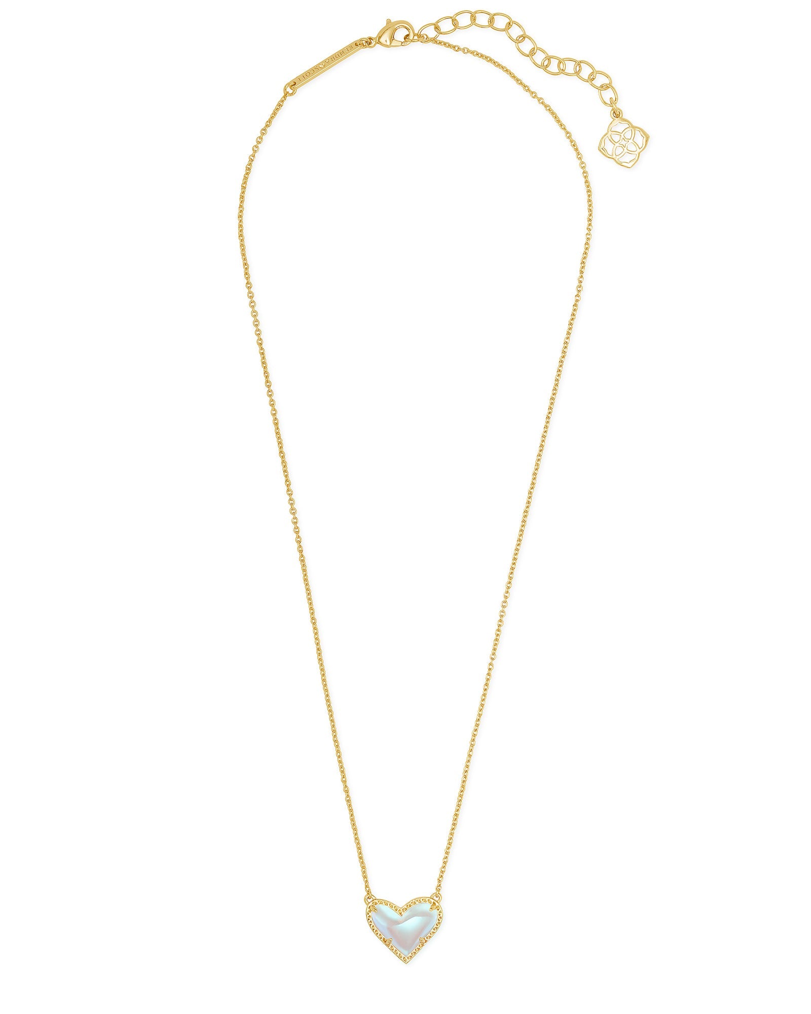 Kendra Scott ARI HEART SHORT PENDANT NECKLACE GOLD DICHROIC GLASS-Jewelry-Dear Me Southern Boutique, located in DeRidder, Louisiana