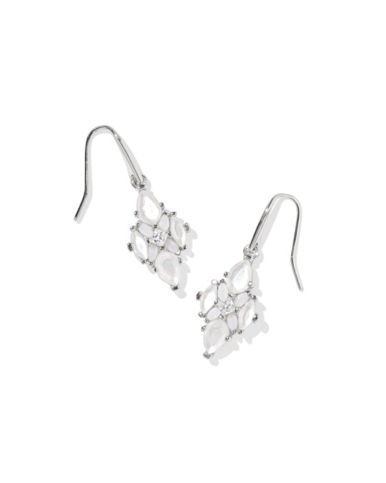 Kendra Scott Abbie Crystal Drop Neutral Mix Earrings-Silver-Jewelry-Dear Me Southern Boutique, located in DeRidder, Louisiana