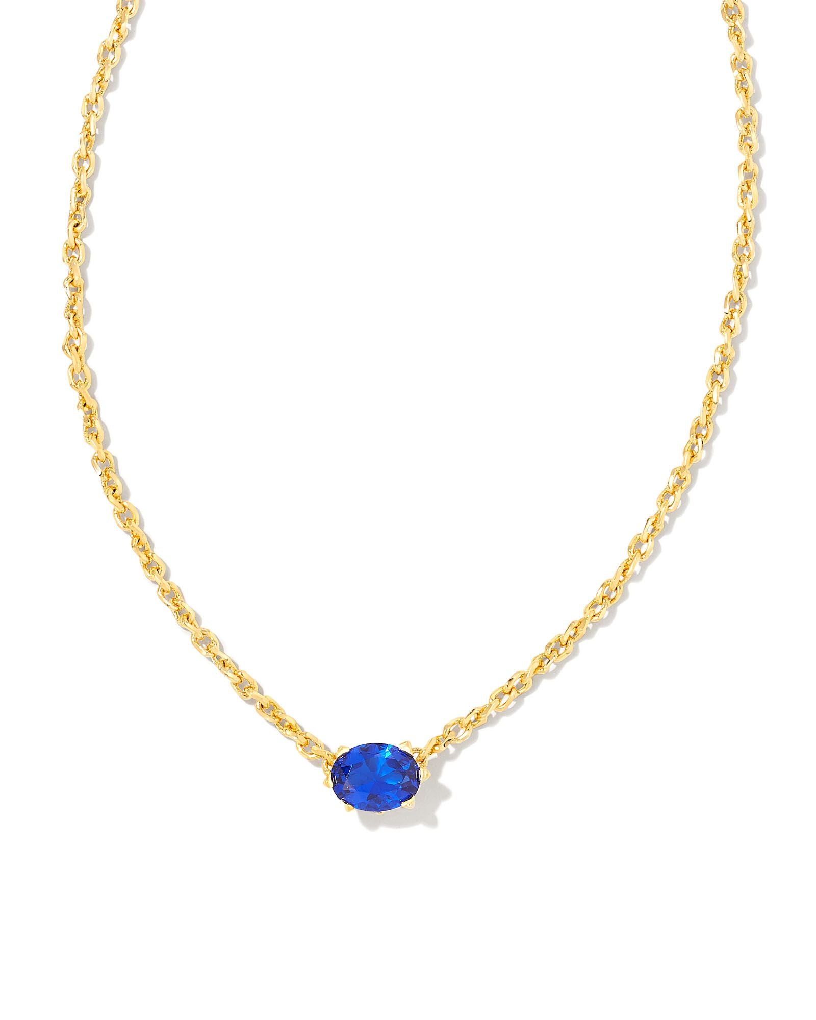 Kendra Scott CAILIN CRYSTAL PENDANT NECKLACE GOLD BLUE CRYSTAL-Jewelry-Dear Me Southern Boutique, located in DeRidder, Louisiana