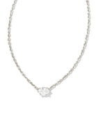 Kendra Scott CAILIN CRYSTAL PENDANT NECKLACE RHODIUM METAL WHITE CZ-Jewelry-Dear Me Southern Boutique, located in DeRidder, Louisiana