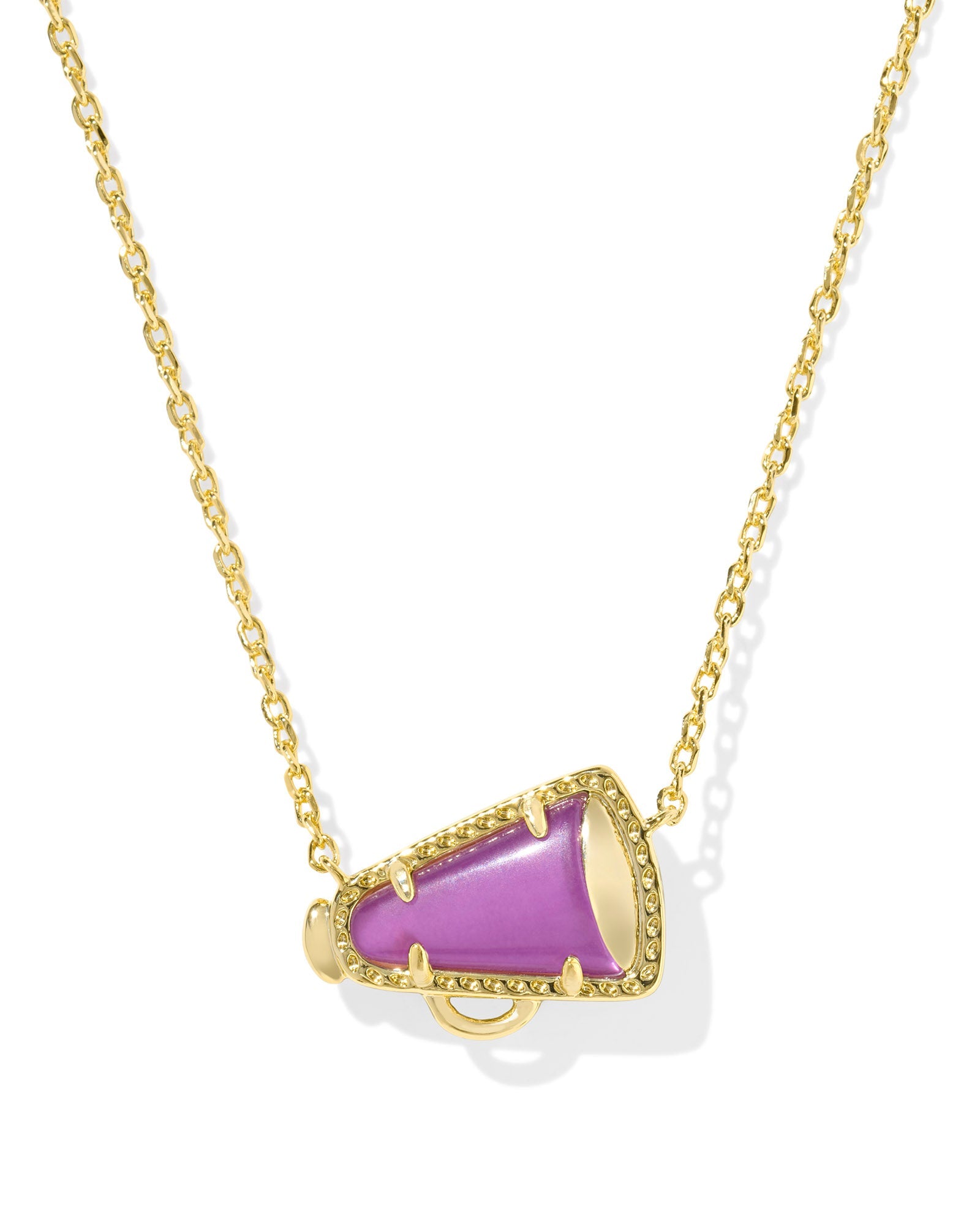 Kendra Scott CHEER SHORT PENDANT NECKLACE GOLD PURPLE MOTHER OF PEARL-Game Day-Dear Me Southern Boutique, located in DeRidder, Louisiana