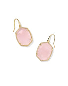 Kendra Scott Daphne Pave Frame Drop Ear Gold Rose Quartz-Jewelry-Dear Me Southern Boutique, located in DeRidder, Louisiana