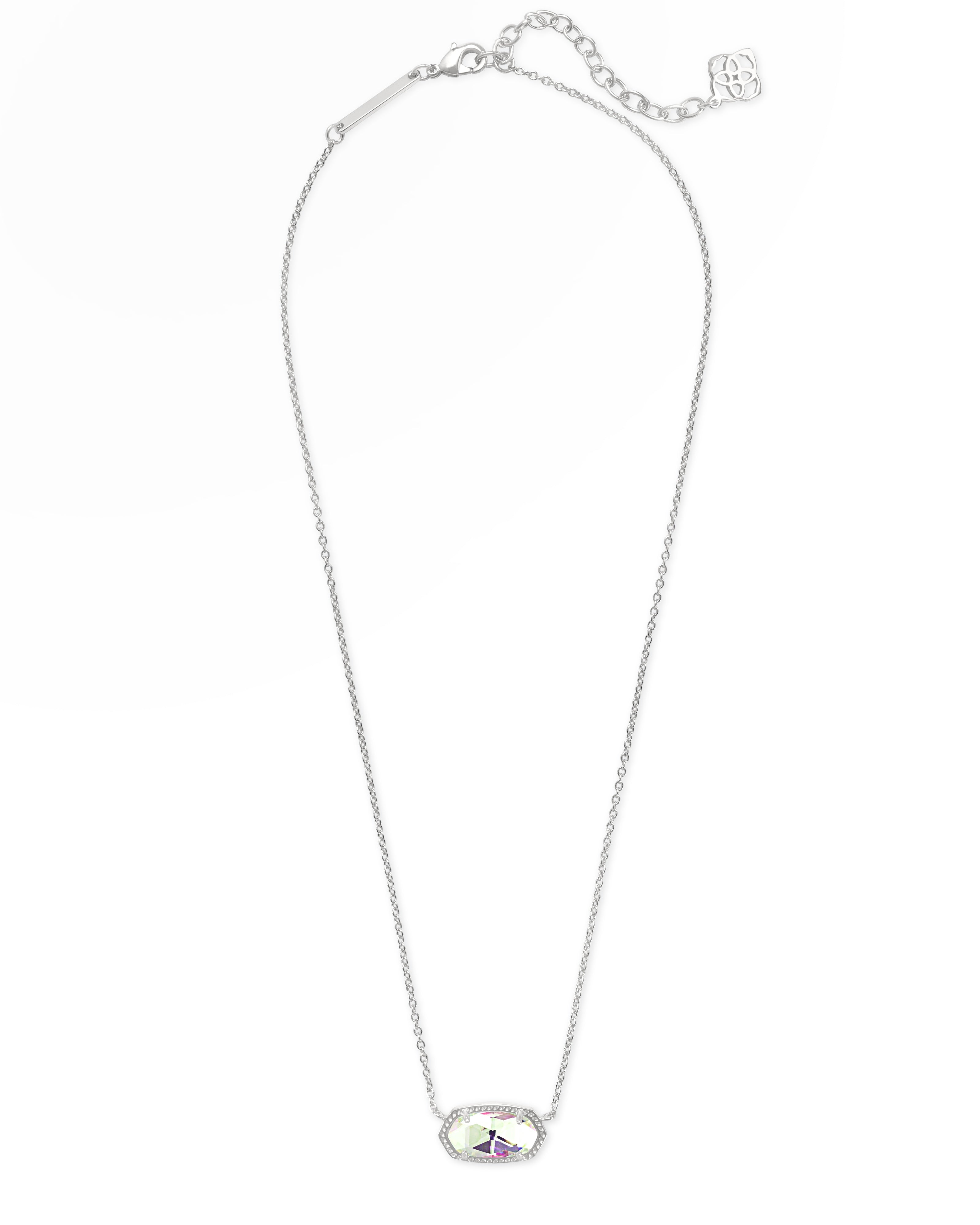 Kendra Scott ELISA SHORT PENDANT NECKLACE RHODIUM DICHROIC GLASS-Jewelry - Necklaces-Dear Me Southern Boutique, located in DeRidder, Louisiana